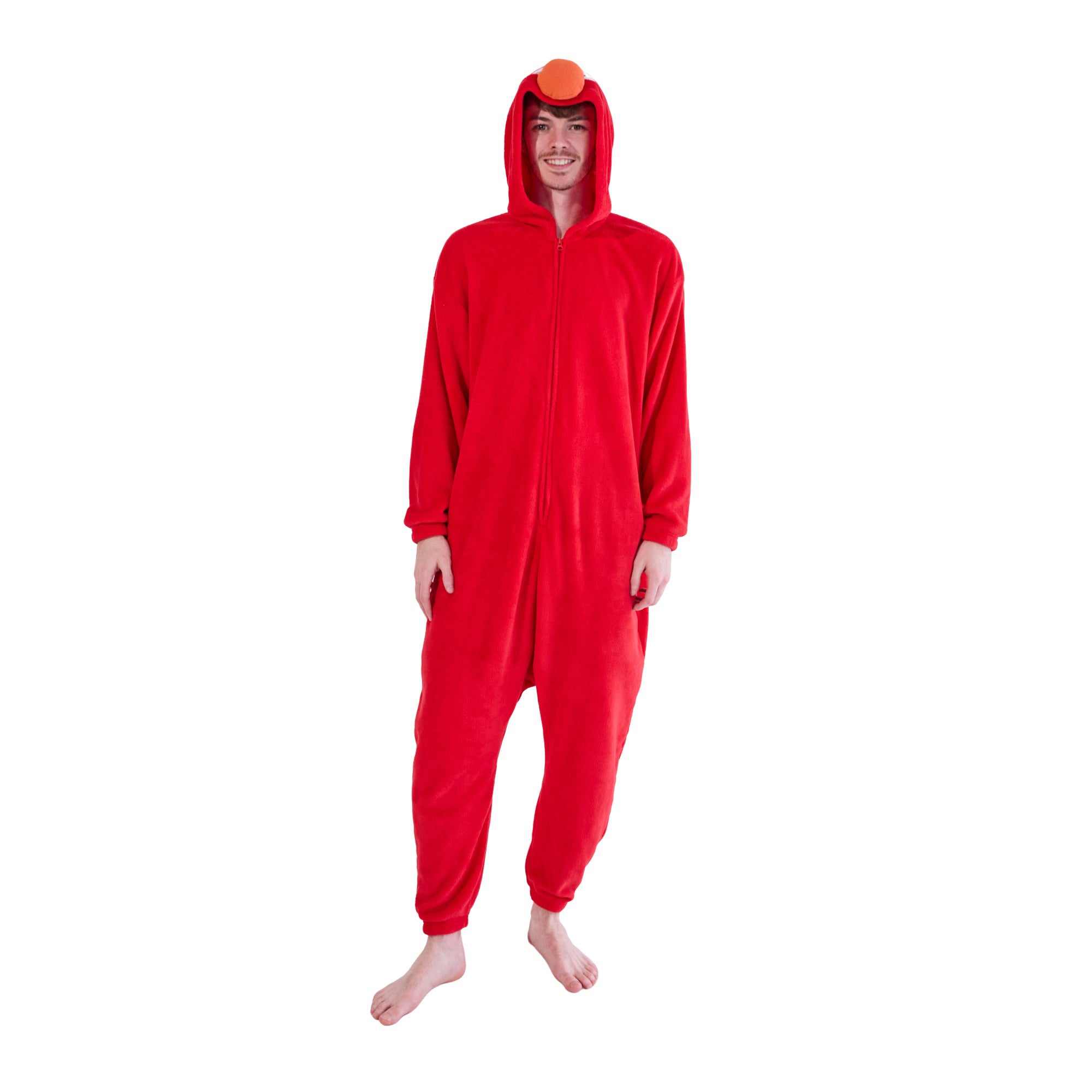 Sesame Street Elmo Adult Red Long Sleeve Hooded Kigurumi Cosplay Onesie Costume Suit