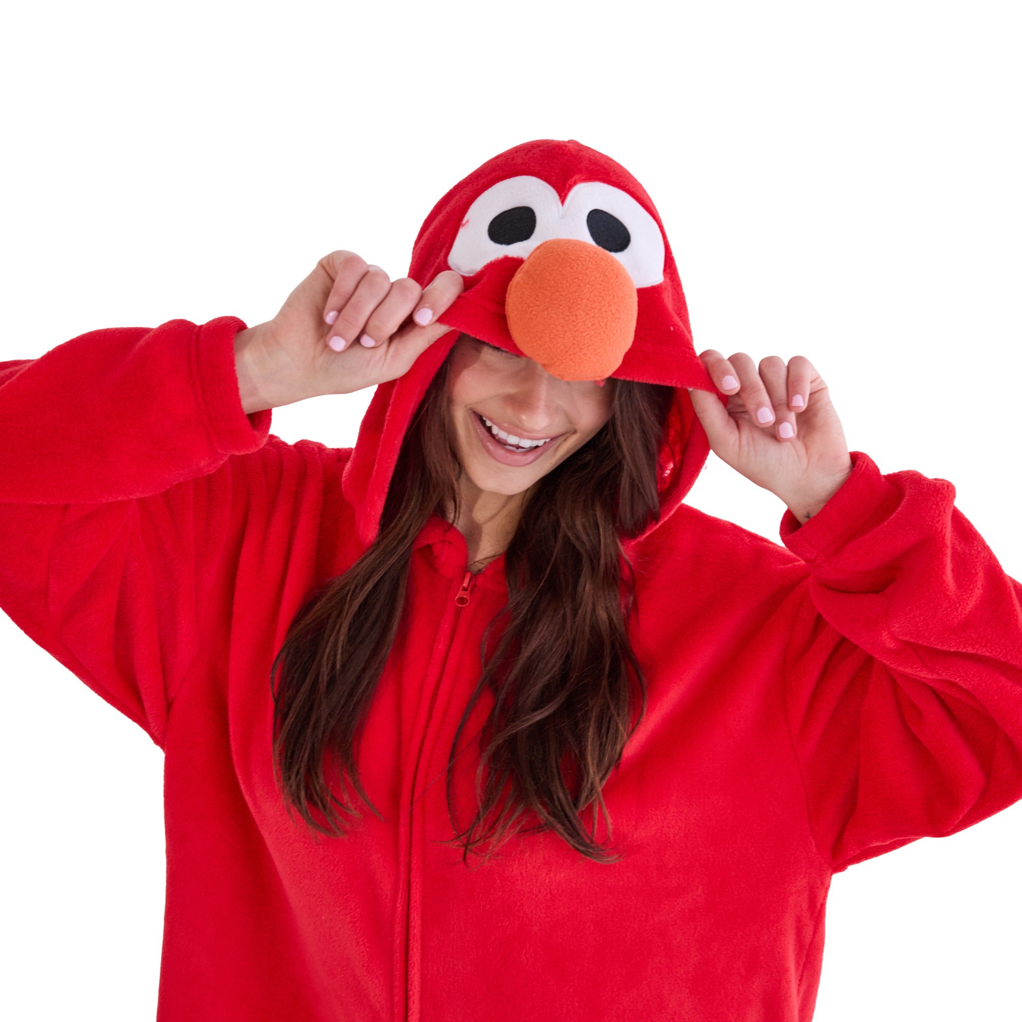Sesame Street Elmo Adult Red Long Sleeve Hooded Kigurumi Cosplay Onesie Costume Suit
