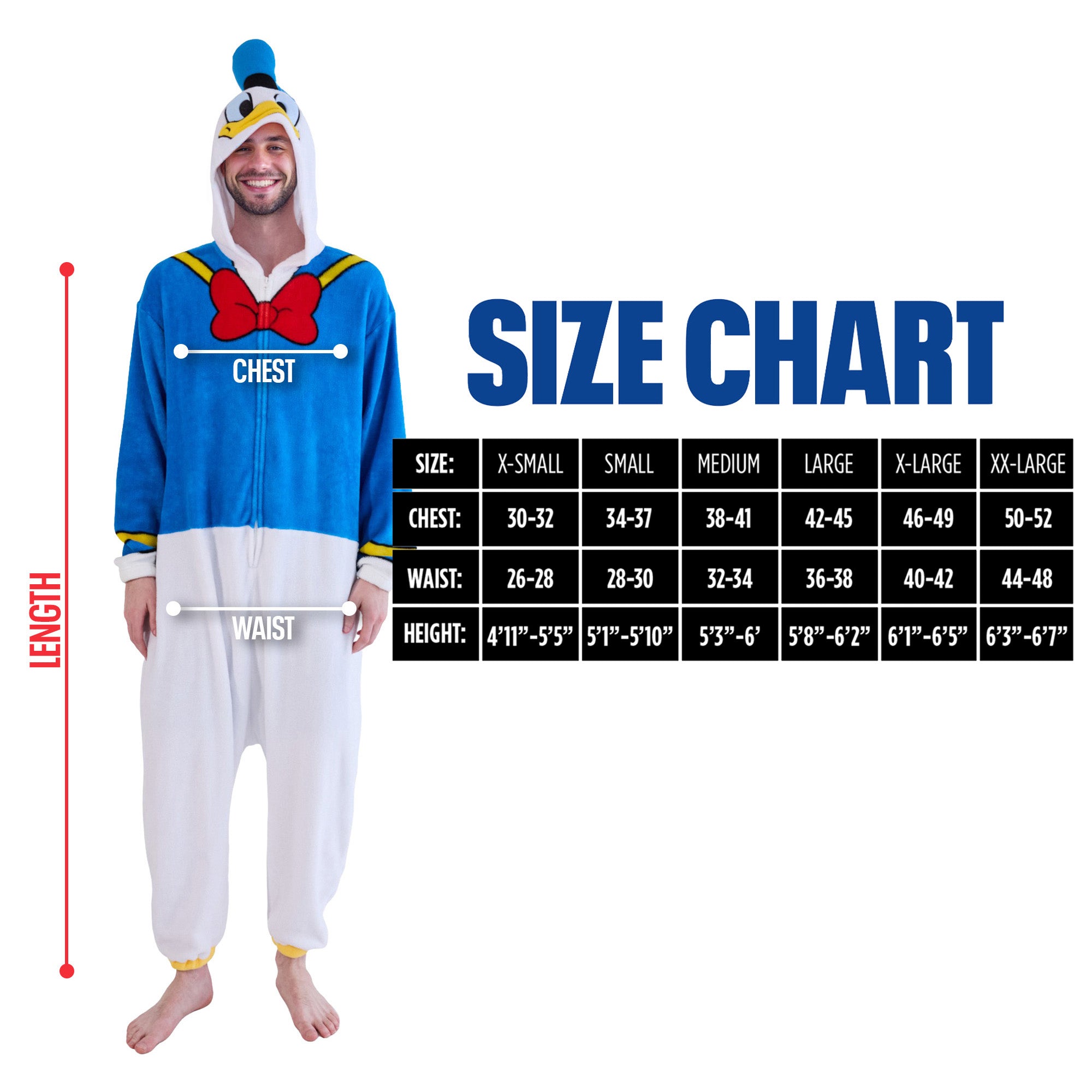 Disney Donald Duck Adult Long Sleeve Hooded Kirgumi Onesie Costume Cosplay Suit