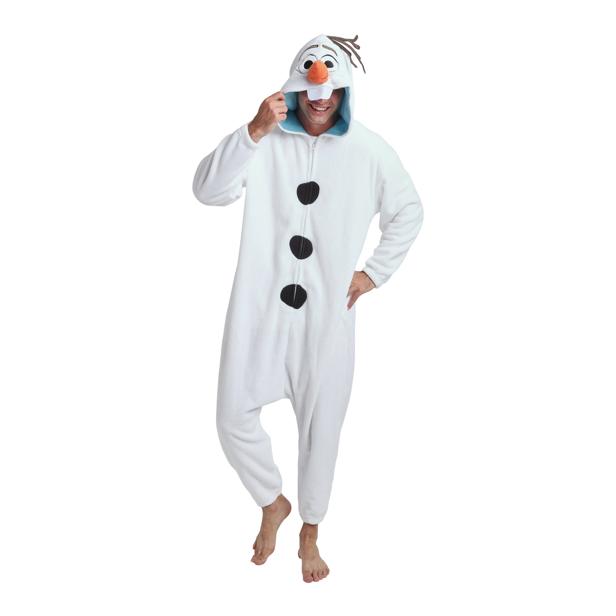 Frozen Olaf Adult White Long Sleeve Hooded Kigurumi Onesie Costume Cosplay Suit