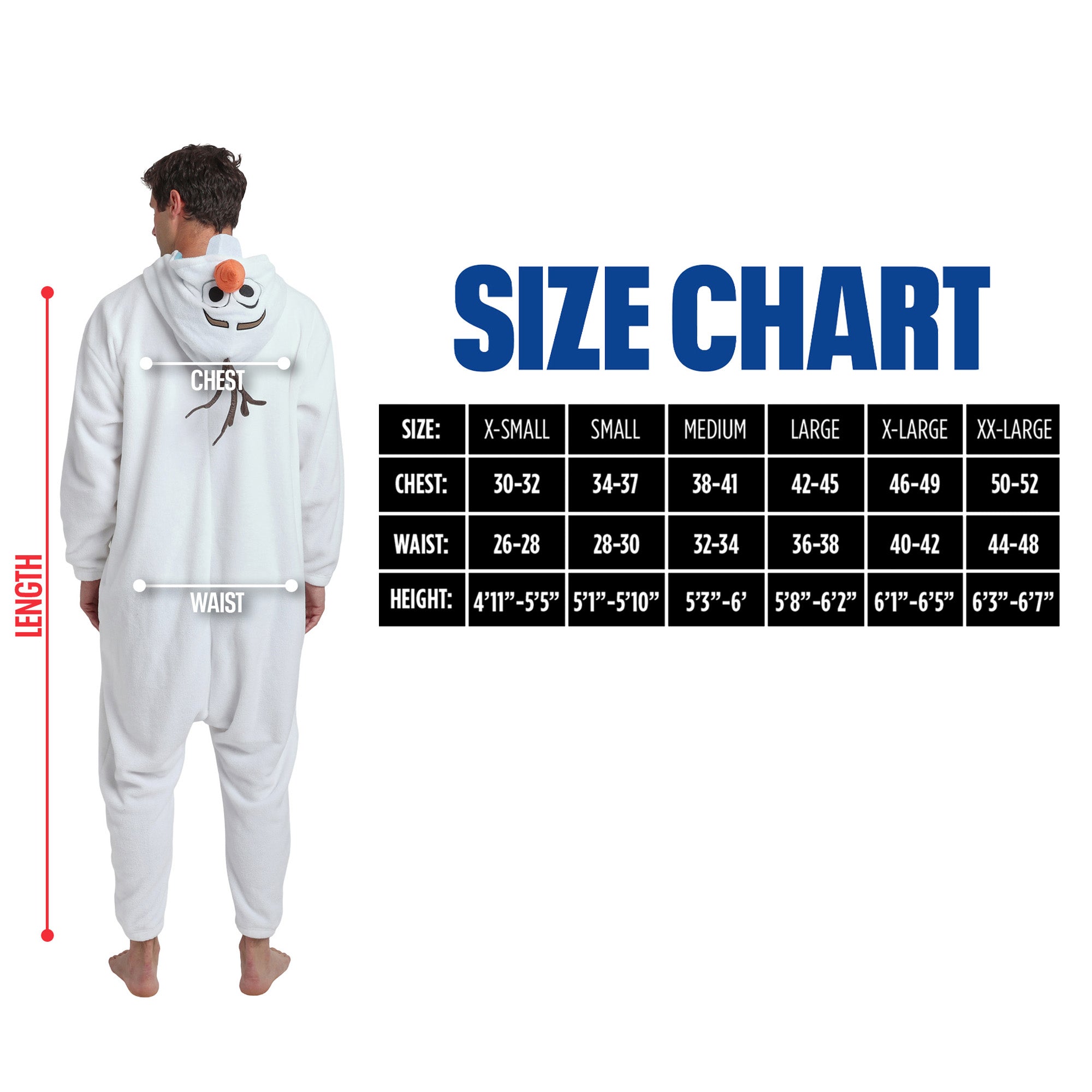 Frozen Olaf Adult White Long Sleeve Hooded Kigurumi Onesie Costume Cosplay Suit