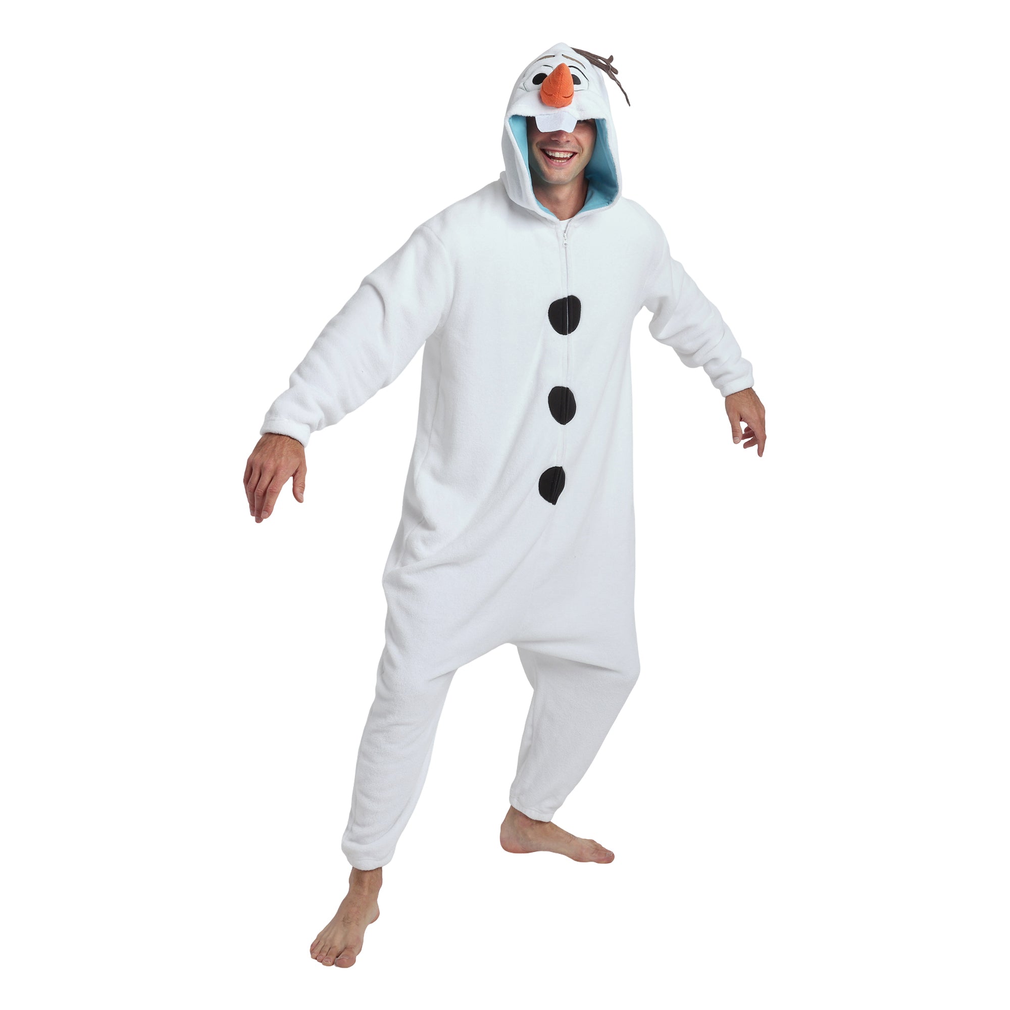 Frozen Olaf Adult White Long Sleeve Hooded Kigurumi Onesie Costume Cosplay Suit