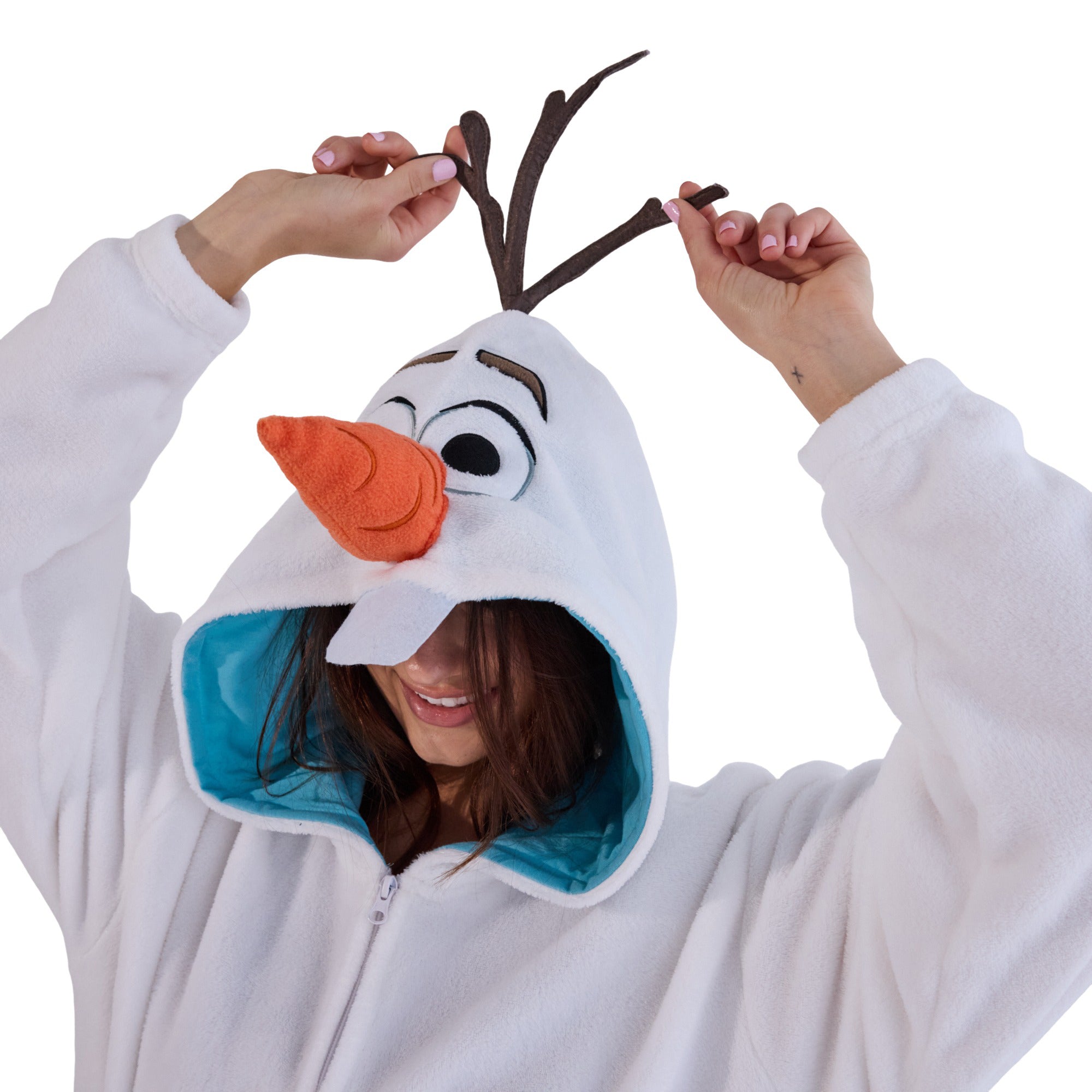 Frozen Olaf Adult White Long Sleeve Hooded Kigurumi Onesie Costume Cosplay Suit