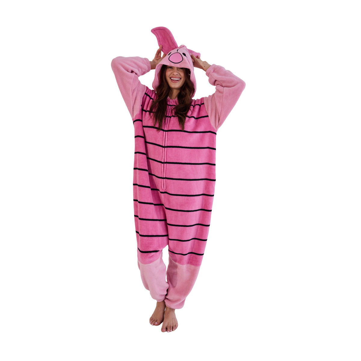 Winnie The Pooh Piglet Adult Long Sleeve Hooded Kigurumi Onesie Costume Cosplay Suit