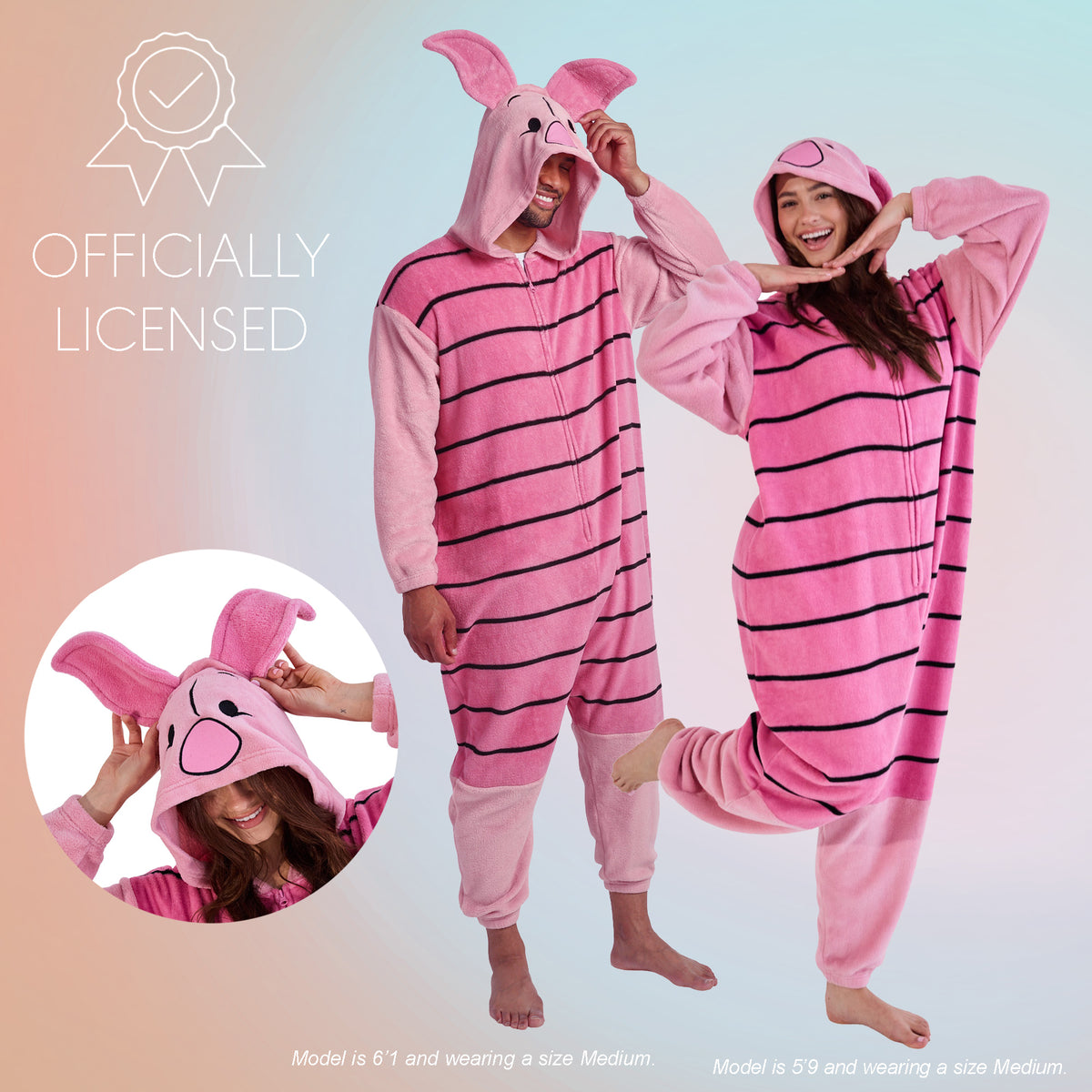 Winnie The Pooh Piglet Adult Long Sleeve Hooded Kigurumi Onesie Costume Cosplay Suit