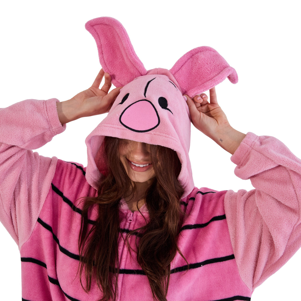 Winnie The Pooh Piglet Adult Long Sleeve Hooded Kigurumi Onesie Costume Cosplay Suit