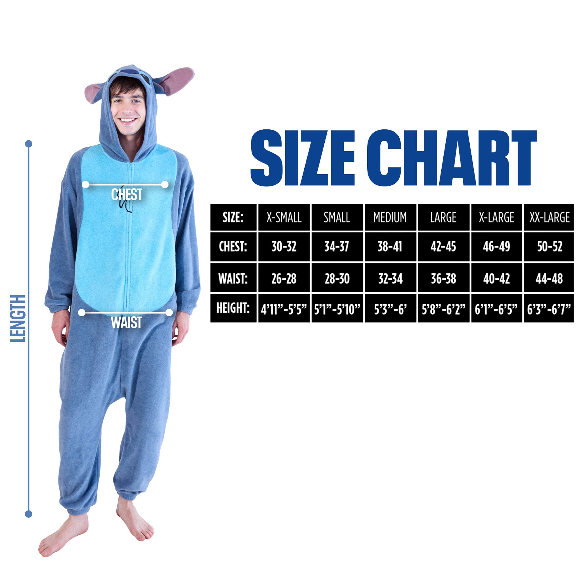 Lilo & Stitch Stitch Adult Long Sleeve Hooded Kigurumi Onesie Costume Cosplay Suit