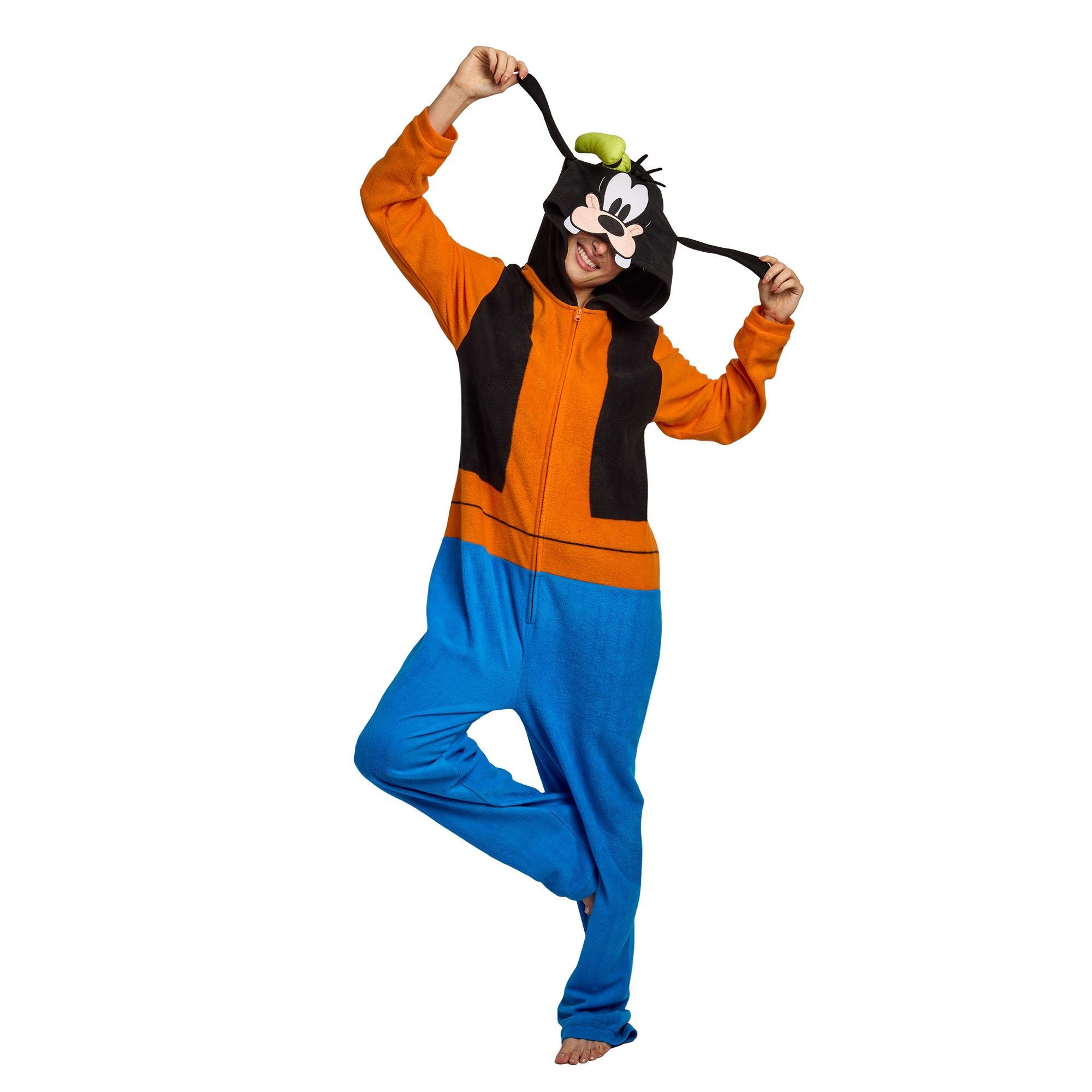 Disney Goofy Adult Long Sleeve Hooded Cosplay Onesie Costume Union Suit