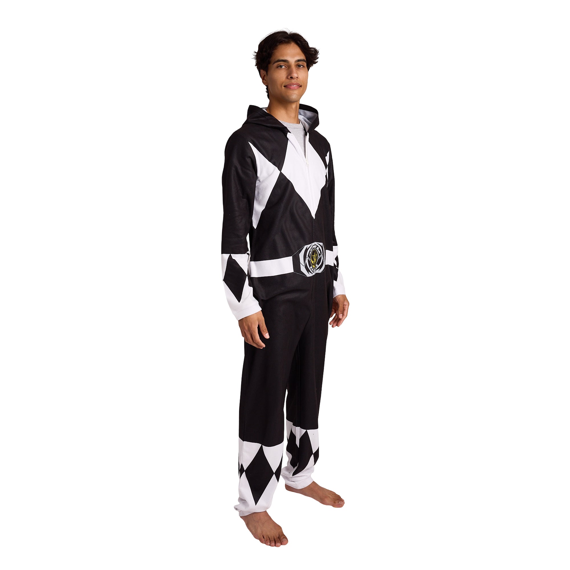 Power Rangers Black Ranger Adult Long Sleeve Hooded Cosplay Onesie Costume Union Suit