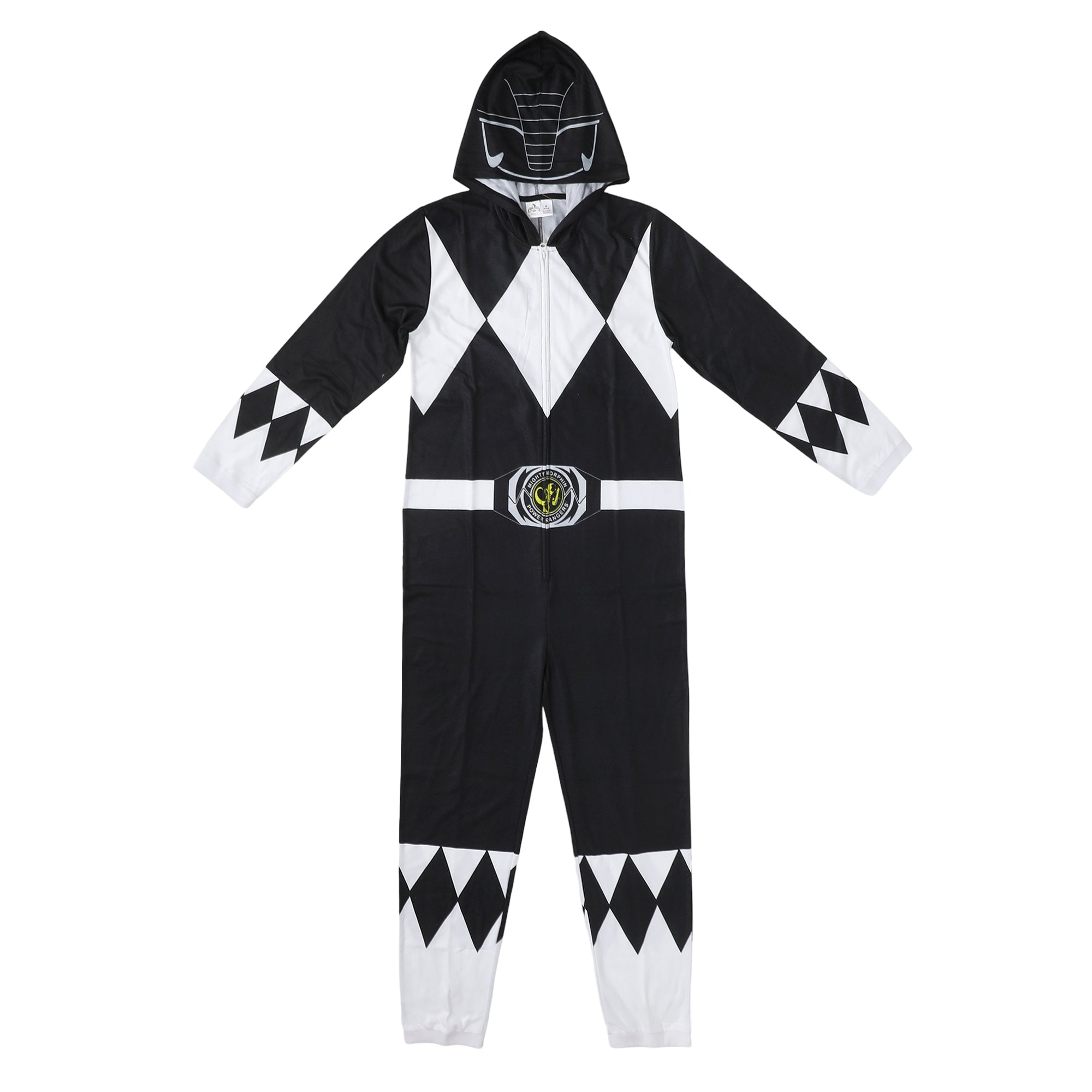 Power Rangers Black Ranger Adult Long Sleeve Hooded Cosplay Onesie Costume Union Suit