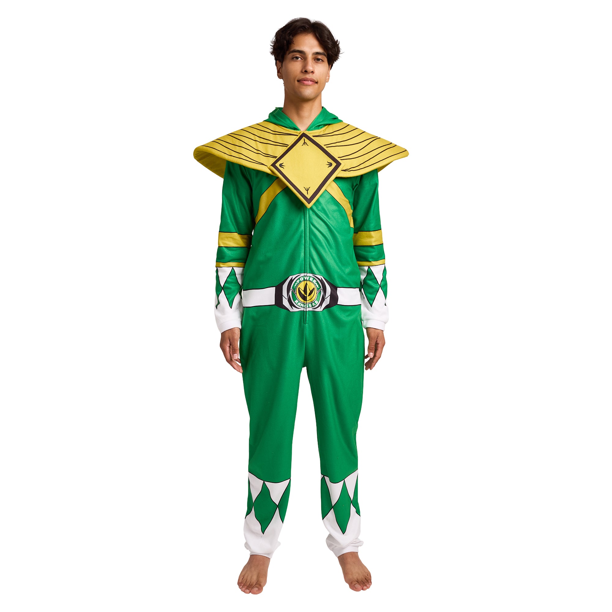 Power Rangers Green Ranger Adult Long Sleeve Hooded Cosplay Onesie Costume Union Suit