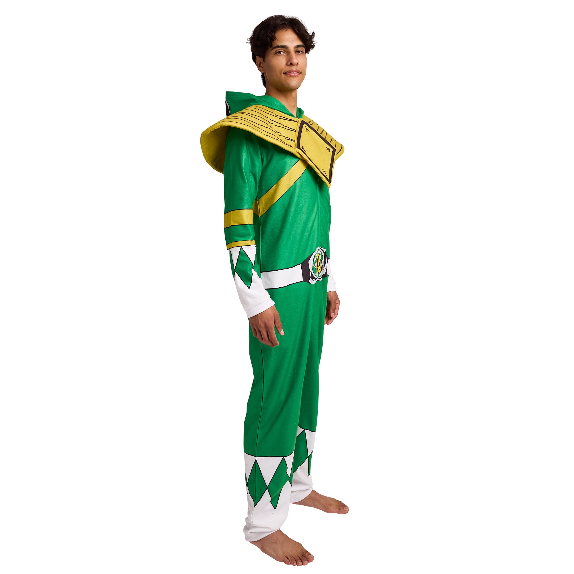 Power Rangers Green Ranger Adult Long Sleeve Hooded Cosplay Onesie Costume Union Suit