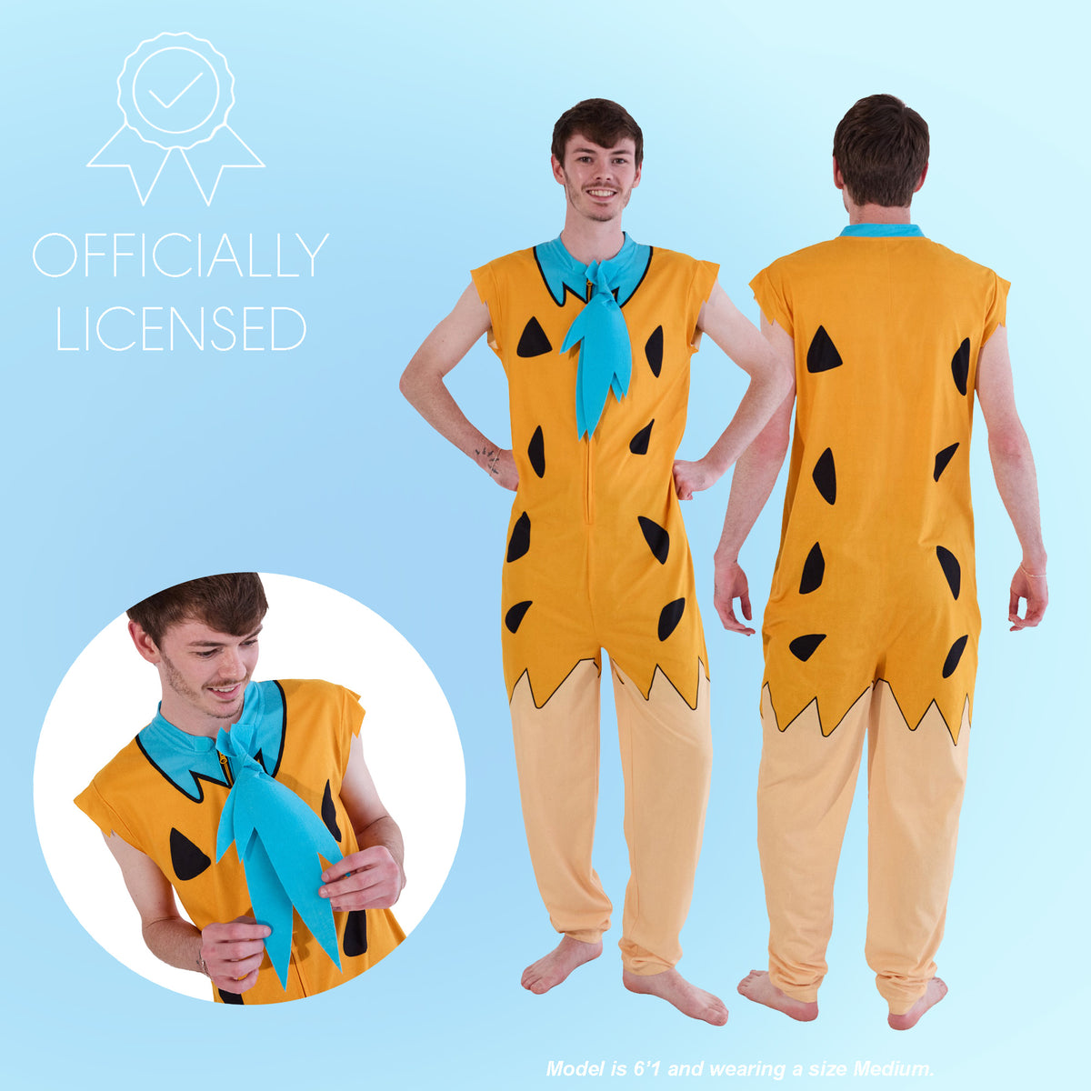 The Flintstones Fred Flintstone Adult Long Sleeve Hooded Cosplay Onesie Costume Union Suit