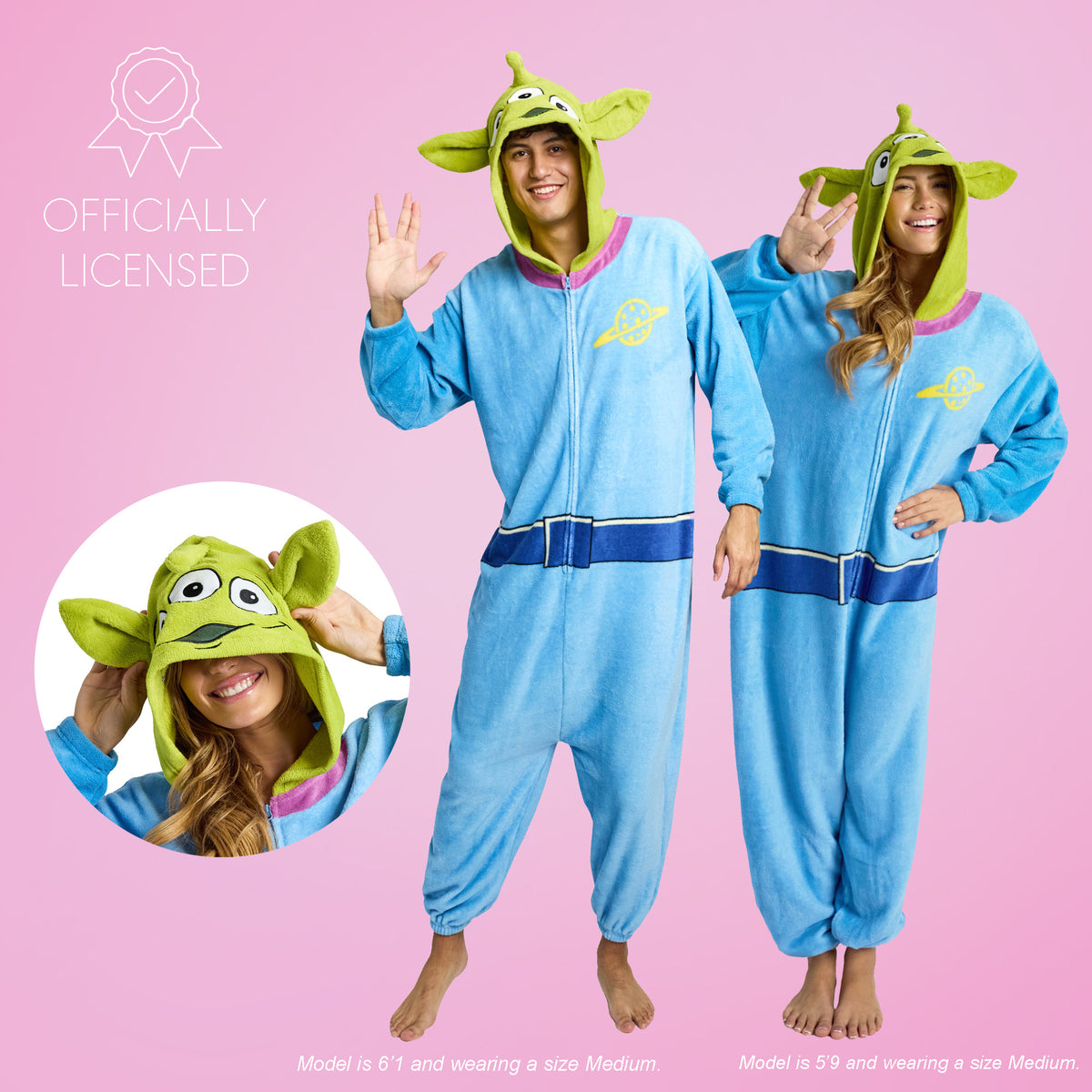 Toy Story Alien Adult Cosplay Union Suit With Cuffs And Hood