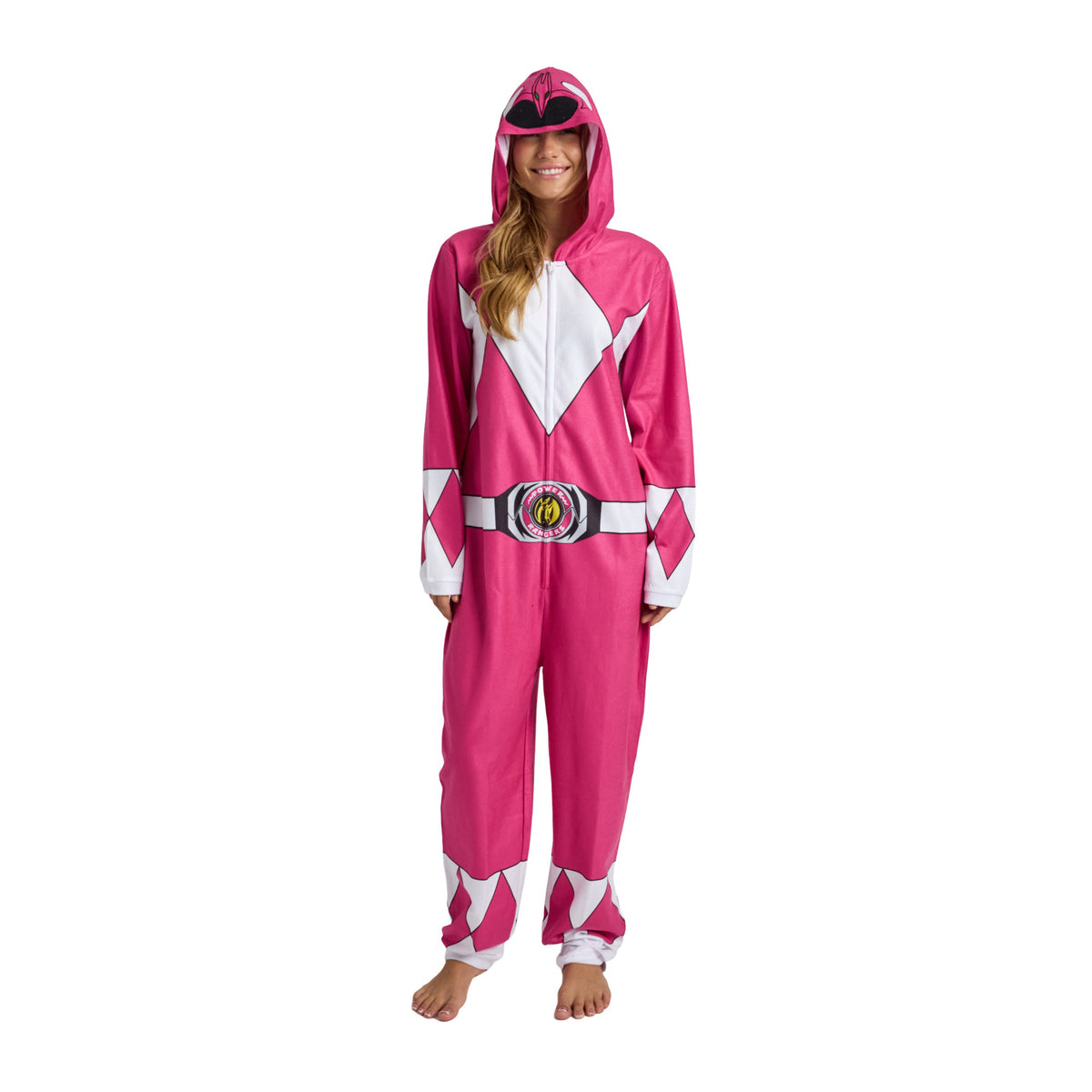 Power Rangers Pink Ranger Adult Long Sleeve Hooded Cosplay Union Suit
