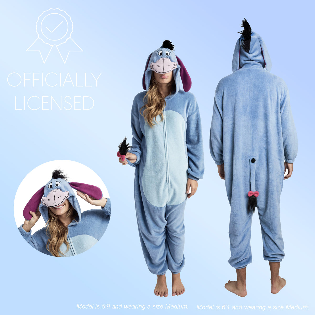 Winnie The Pooh Eeyore Adult Long Sleeve Hooded Kigurumi Cosplay Suit