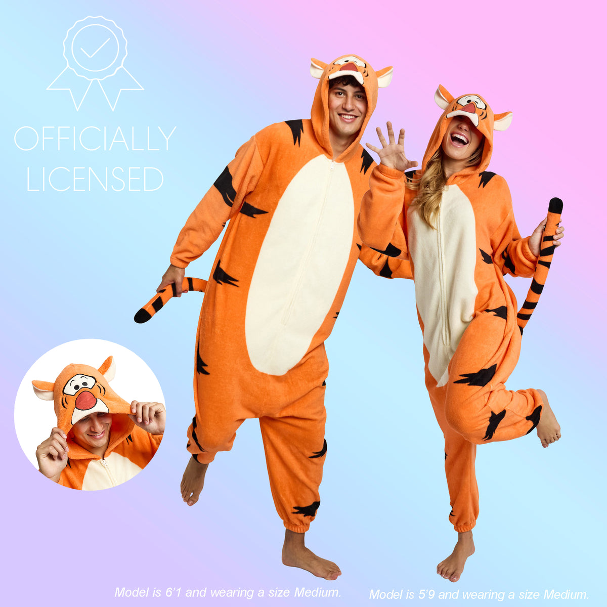 Winnie The Pooh Tigger Adult Long Sleeve Hooded Kigurumi Cosplay Suit