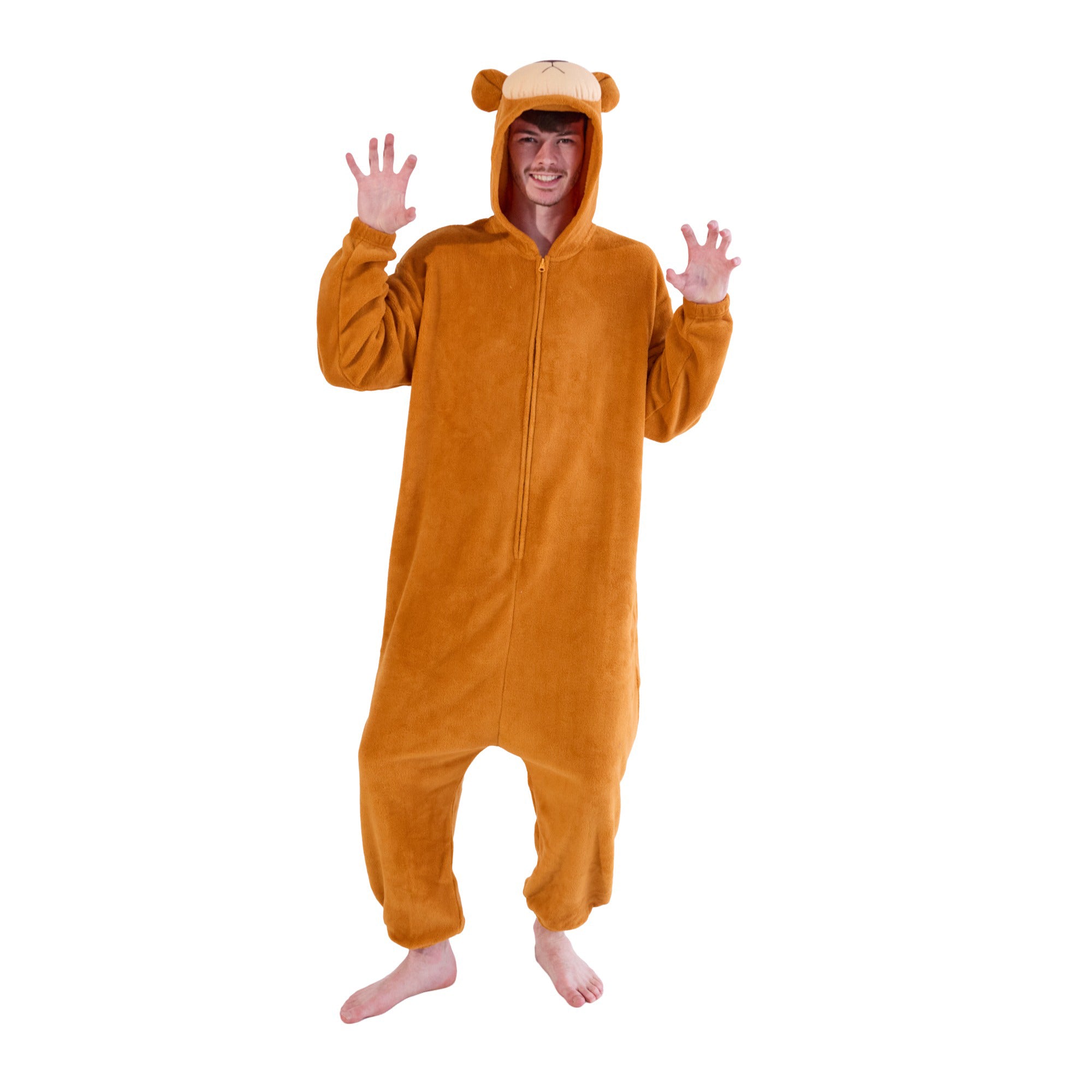 Bear Adult Brown Long Sleeve Hooded Kigurumi Cosplay Suit