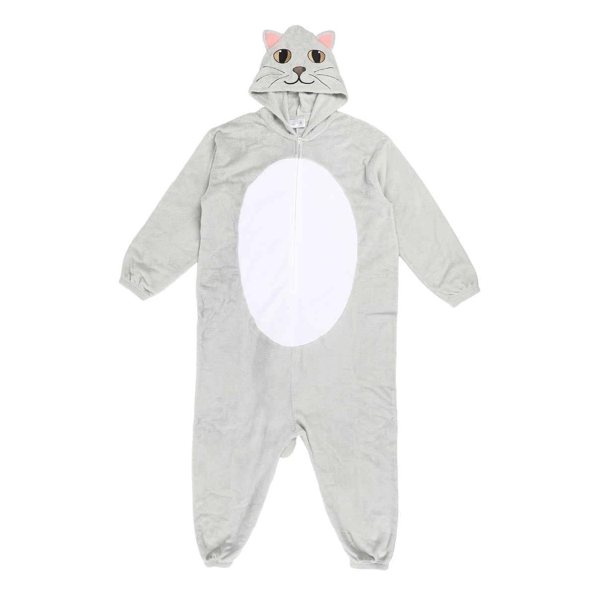 Cat Adult Gray Long Sleeve Hooded Kigurumi Cosplay Suit