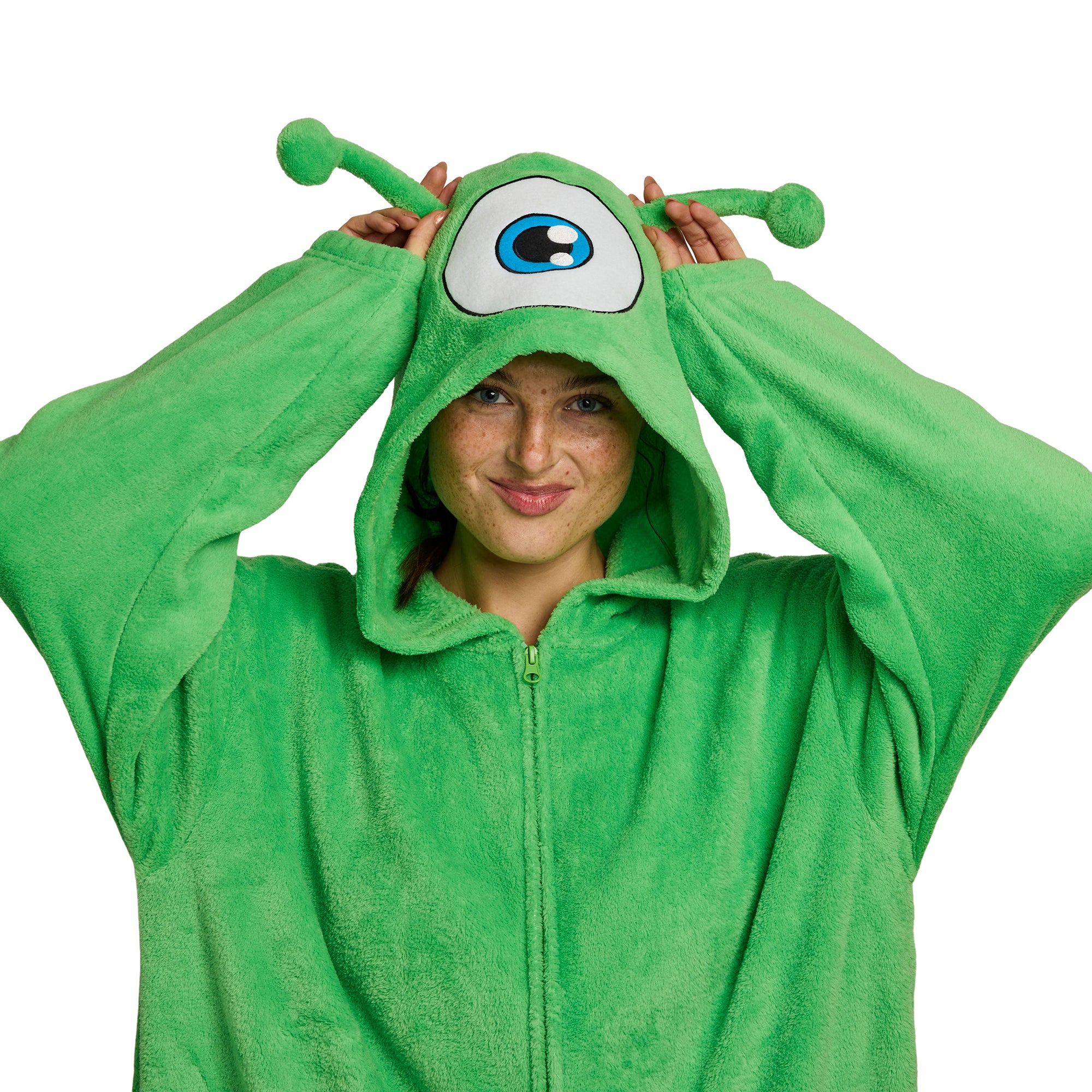 Alien Adult Green Long Sleeve Hooded Kigurumi Cosplay Suit