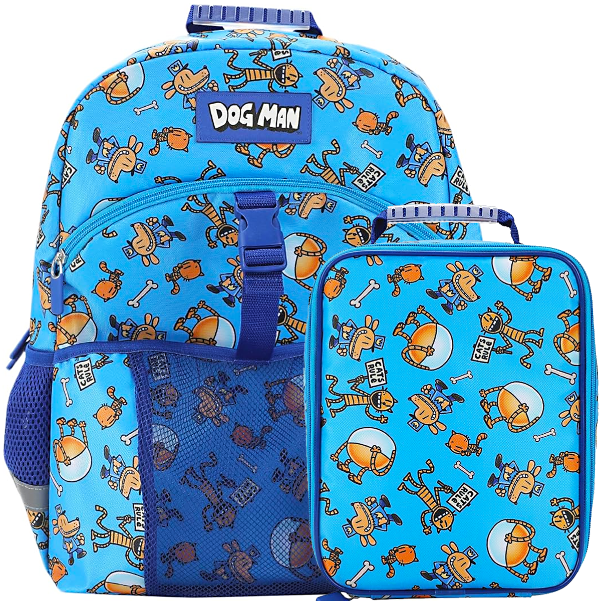 Dog Man 2-Piece 16" Youth Premium Backpack & Lunch Kit Set For School Boys and Girls