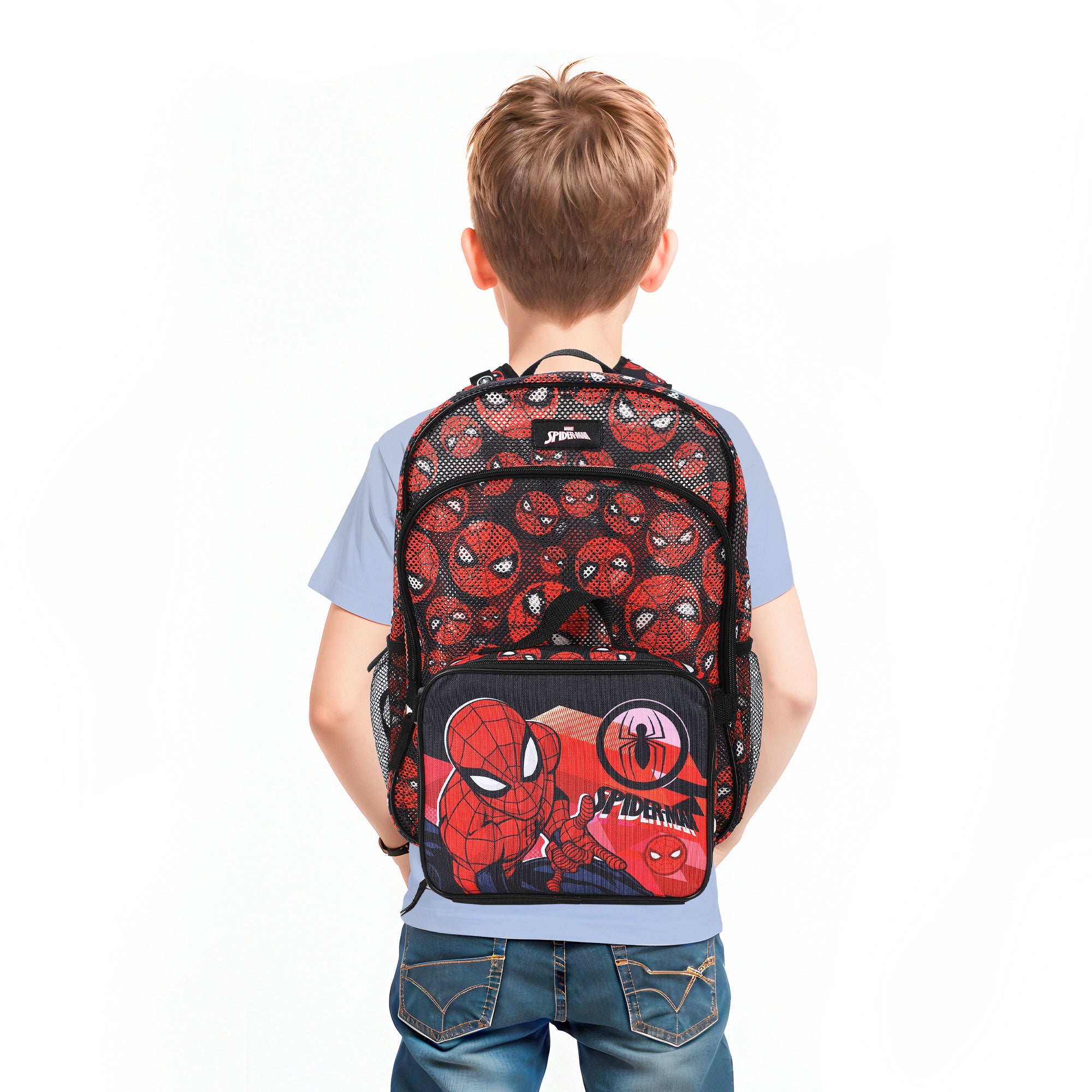 Spider-Man Classic Printed Mesh 16" Youth Backpack with Lunch Kit