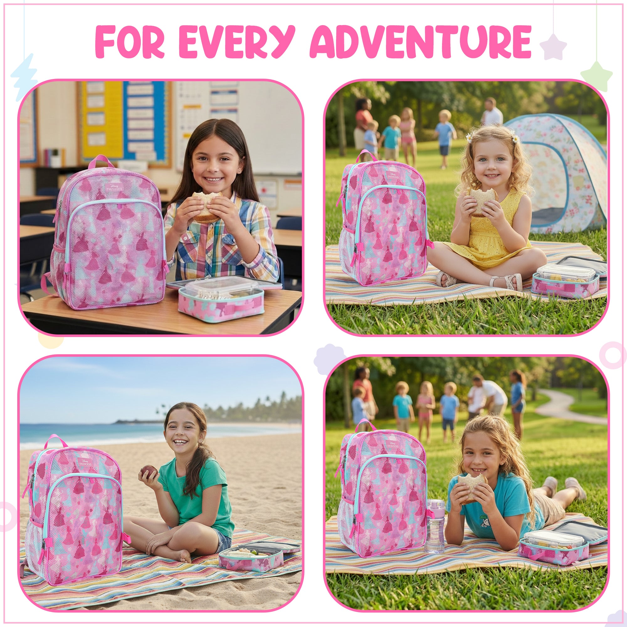Disney Princess Group Shot 16” Backpack With Lunch Kit