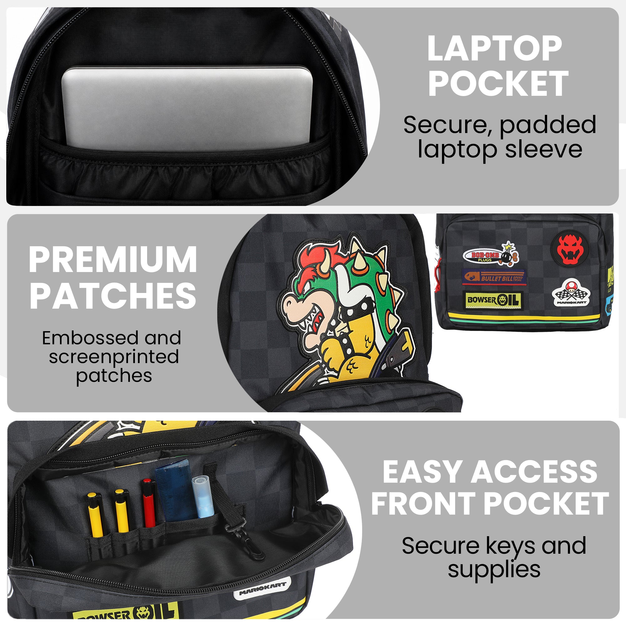 Mario Kart Novelty Bowser Kart Inspired Adult 17" Backpack