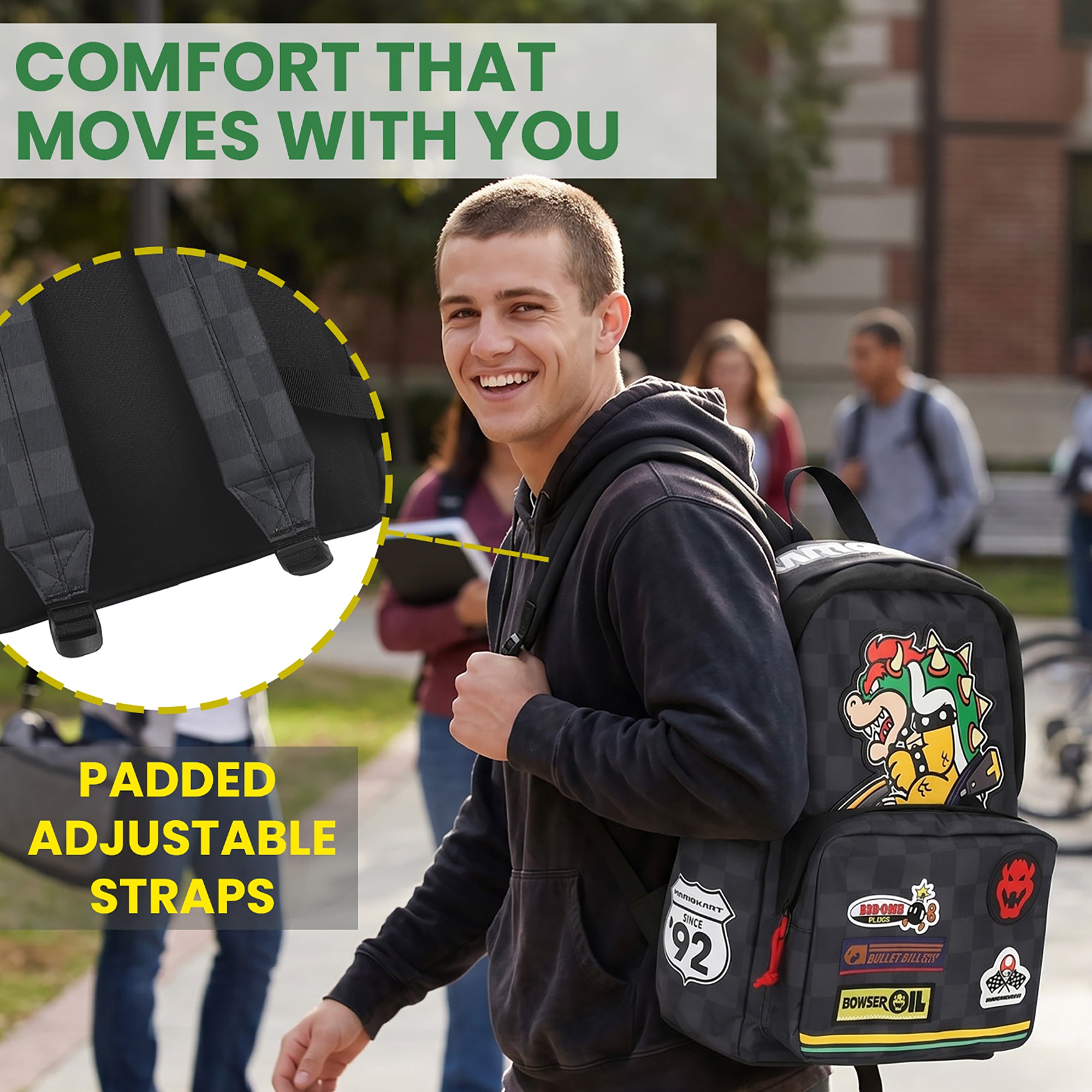 Mario Kart Novelty Bowser Kart Inspired Adult 17" Backpack