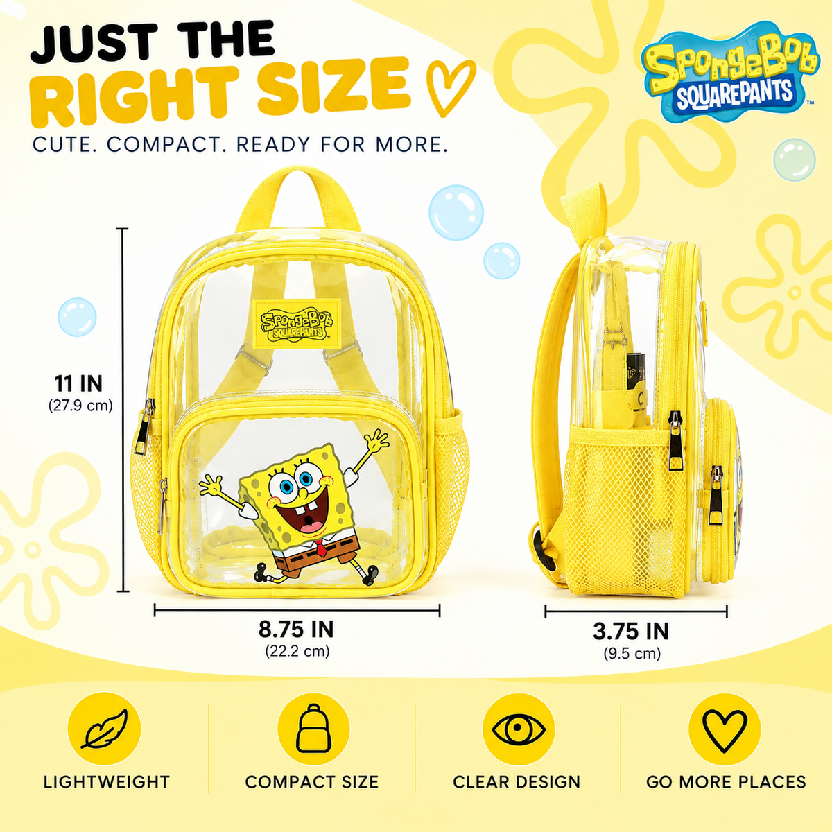 Spongebob Squarepants Clear 10" Adult Mini Backpack