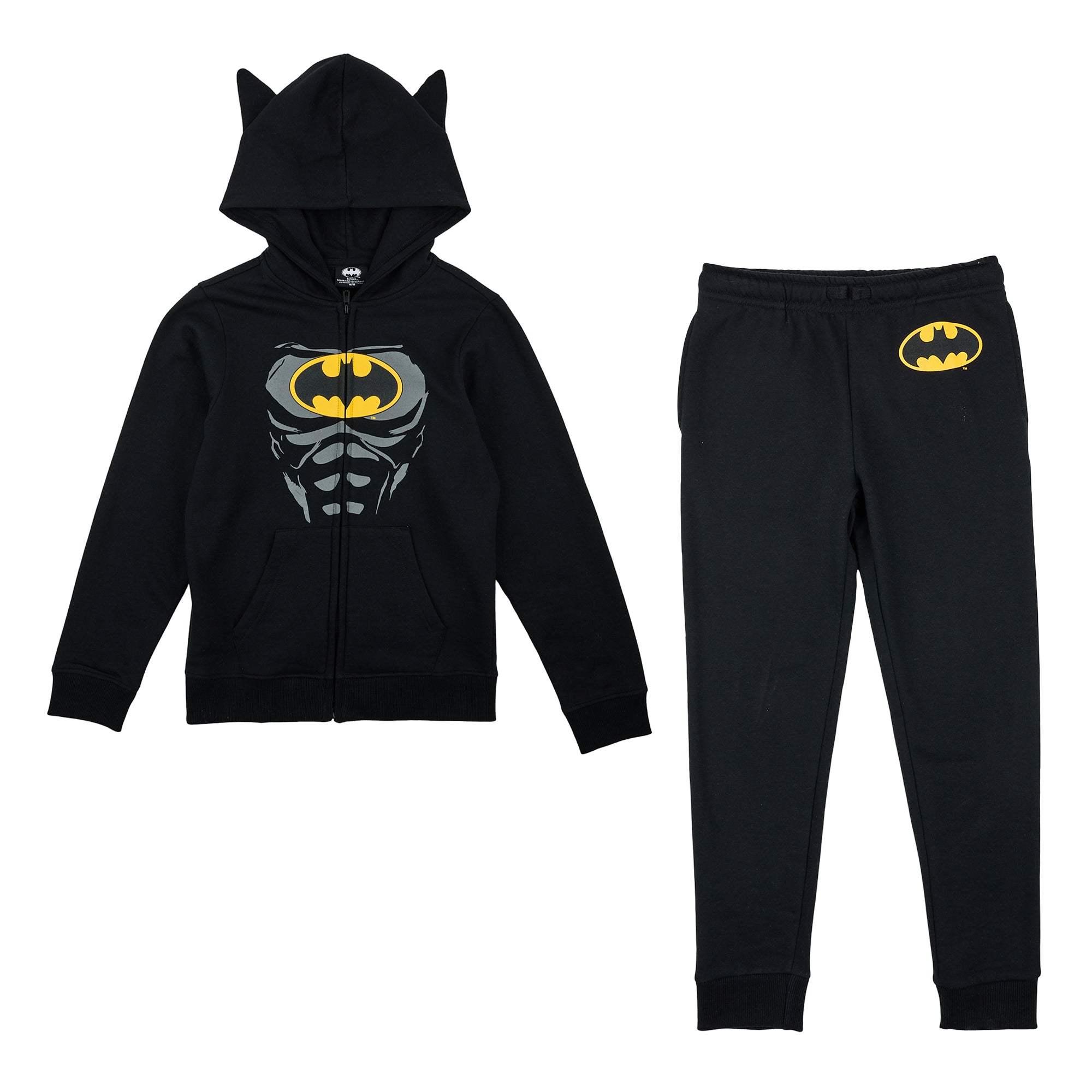 Batman Suit Boy’s 2-Pack Cosplay Zip Front Hoodie & Joggers Set