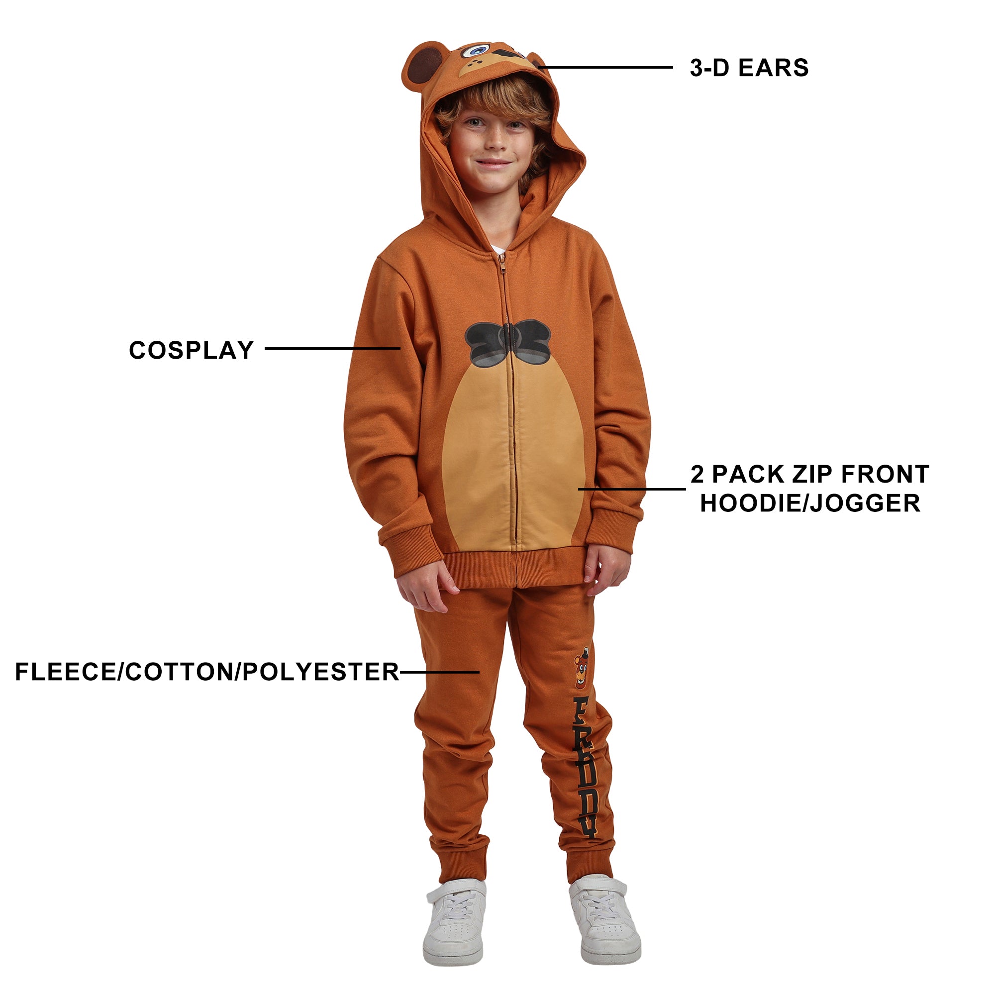 Five Nights At Freddy’s Freddy Fazbear Boy’s 2-Pack Cosplay Zip Front Hoodie & Joggers Set