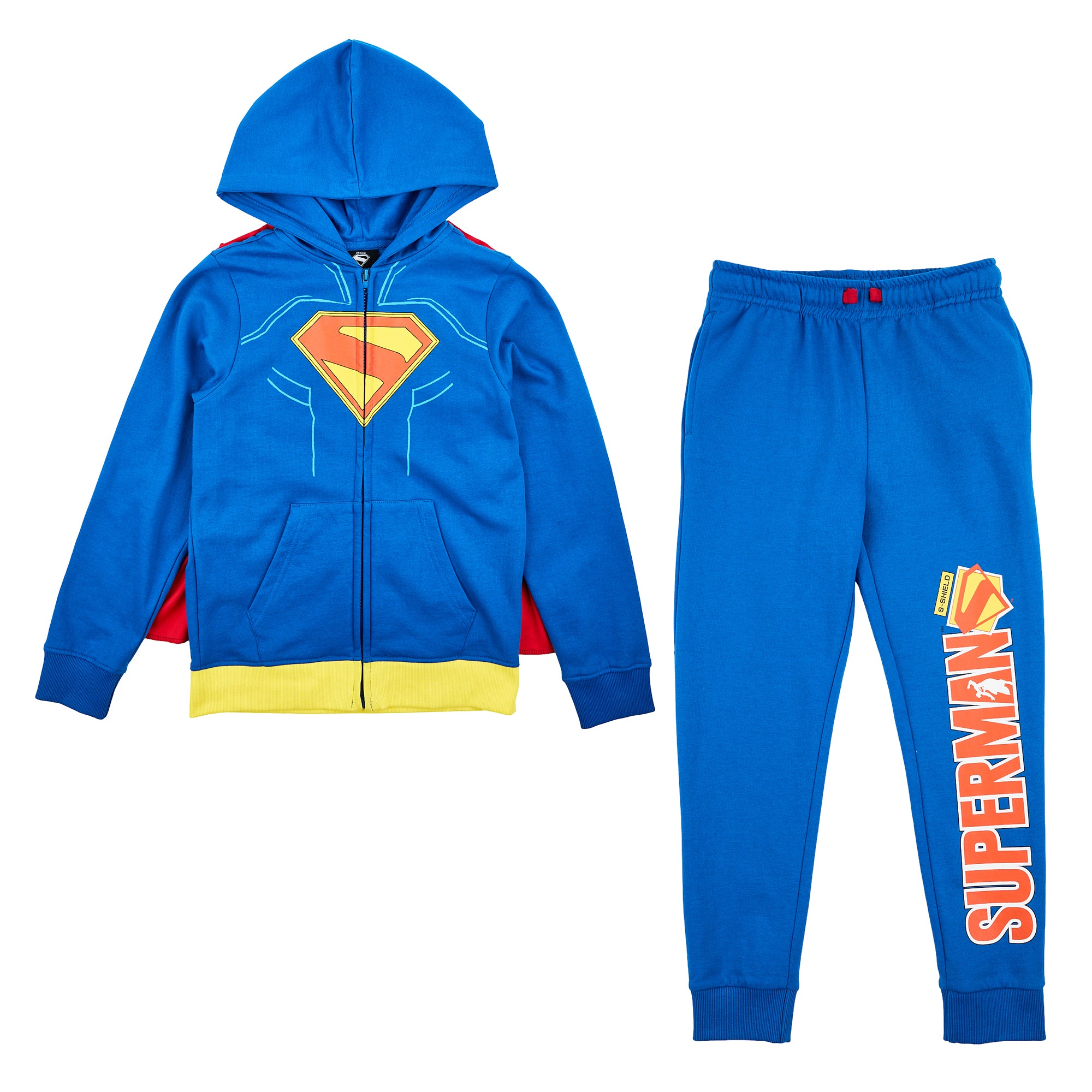 Superman Suit Boy’s 2-Pack Cosplay Zip Front Hoodie & Joggers Set