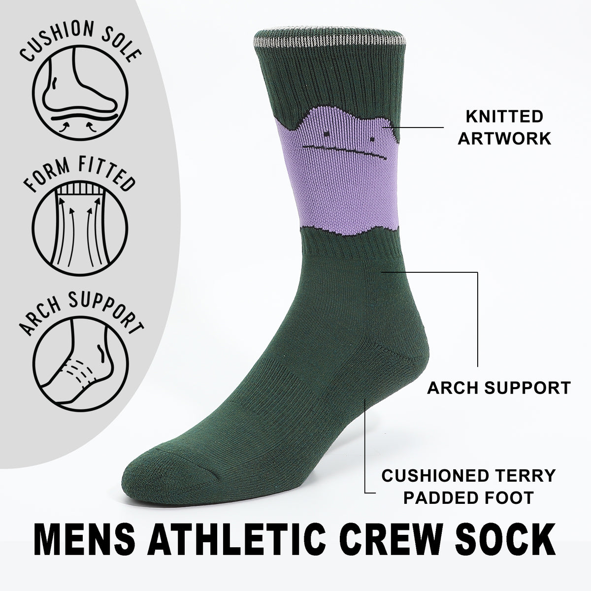 Pokemon Ditto Crew Sock with Striped Cuff for Adult Fans