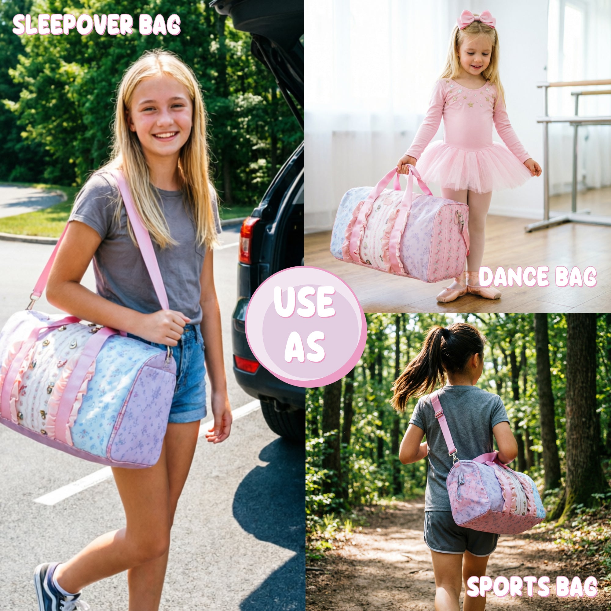 Disney Princess Sleepover 10" Duffle Bag Set with Neck Pillow for Kids