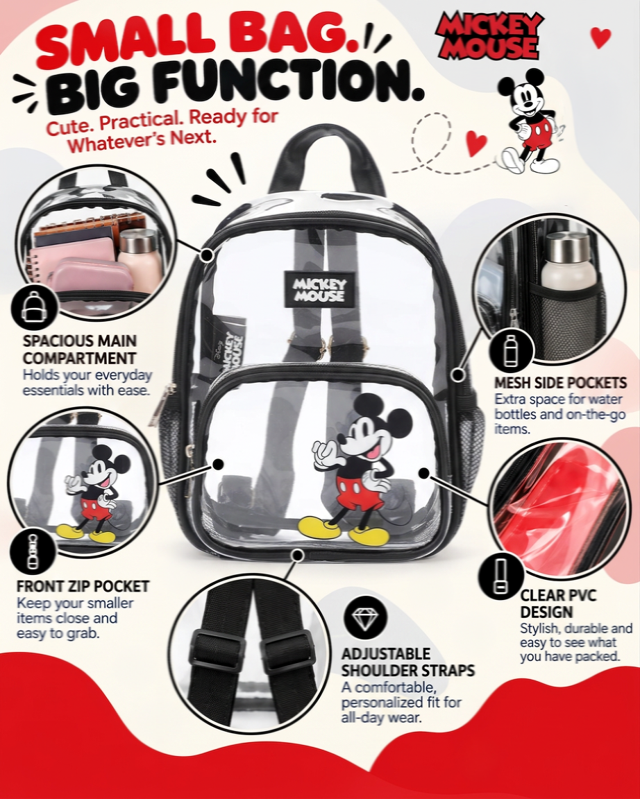 Disney Mickey Mouse Adult 11" Clear Mini Backpack