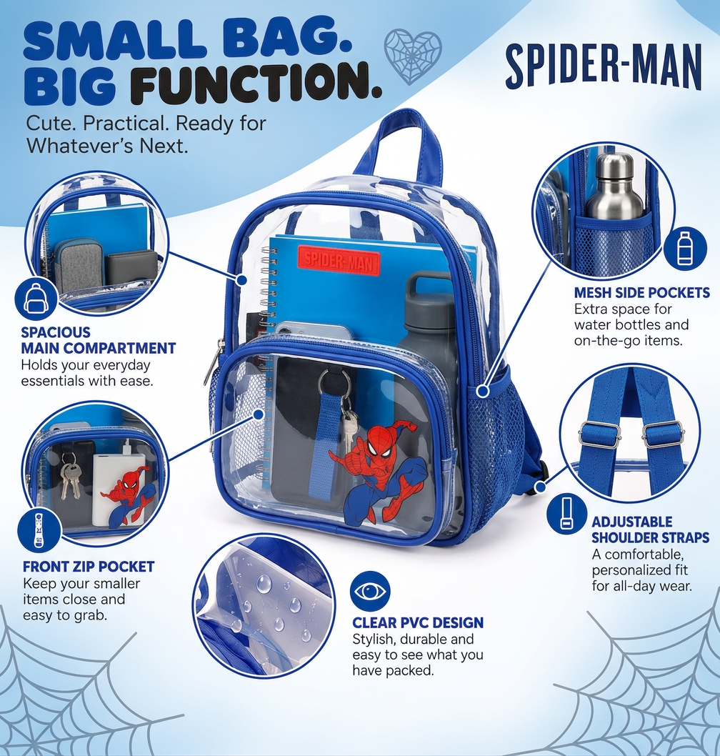 Spider-Man Classic Clear 10" Adult Mini Backpack