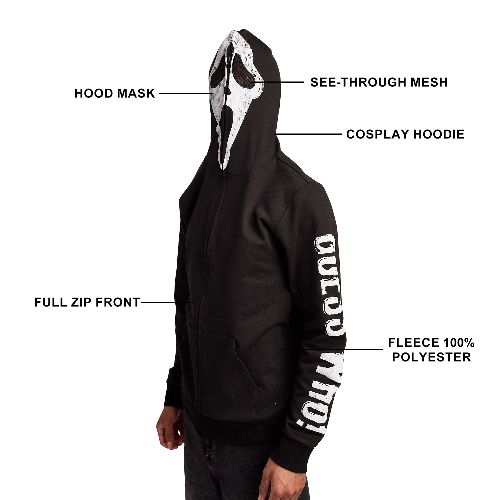 Ghostface Men's Full-Zip Cosplay Hoodie