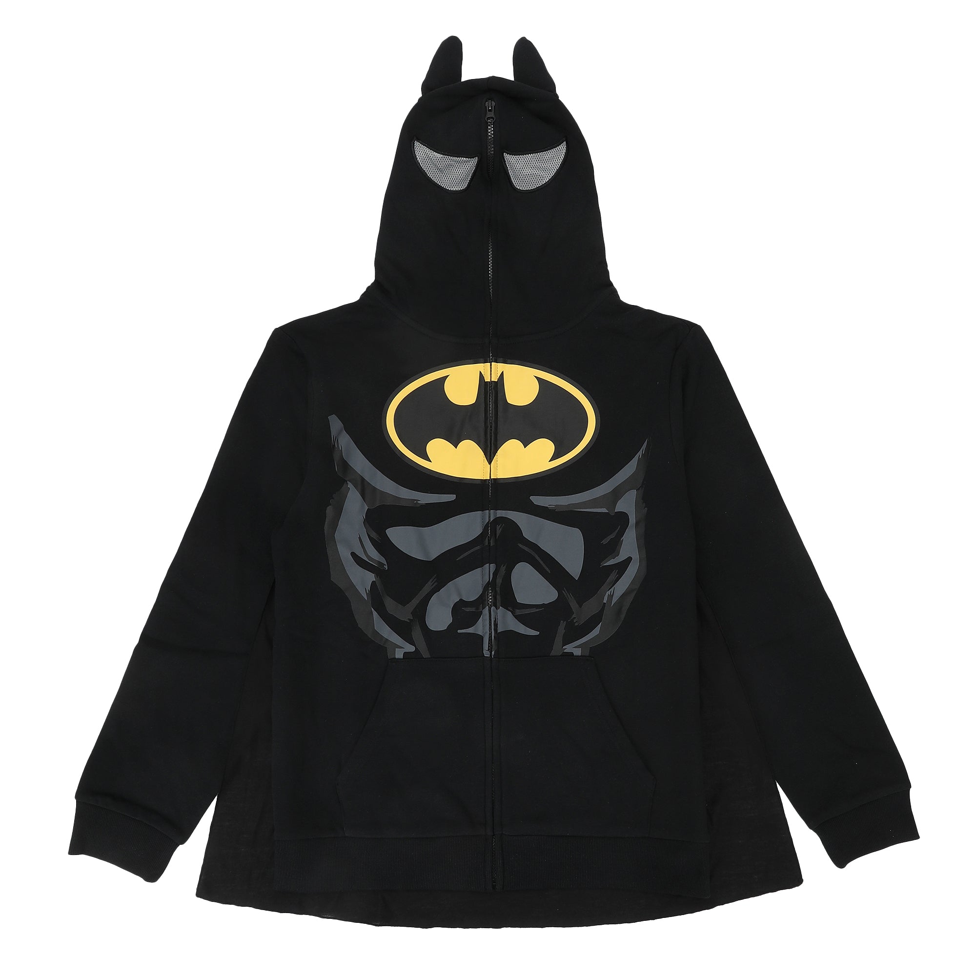 Batman Core Zip Up Hoodie for Men Chest Logo Fleece Sweatshirt