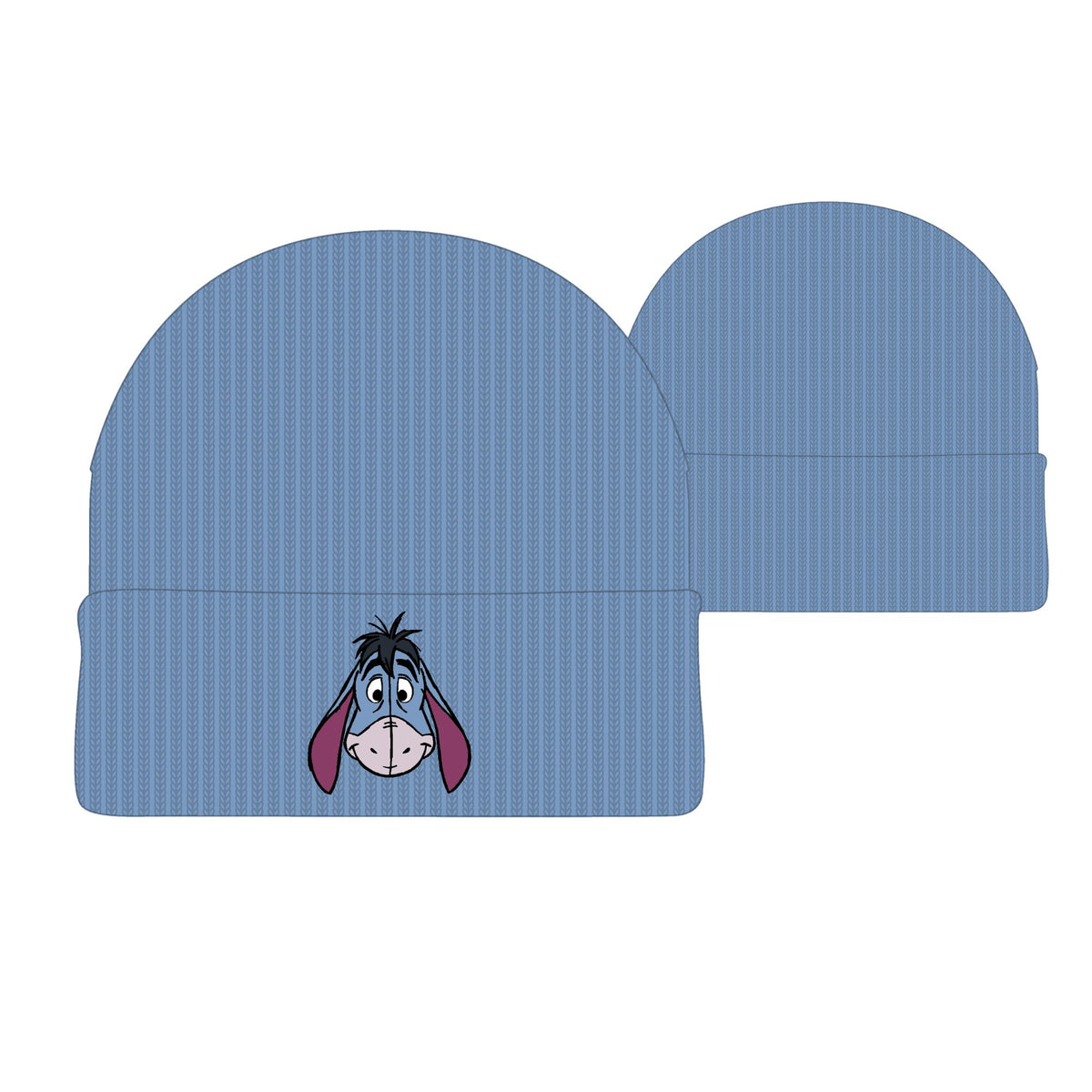 Winnie The Pooh Eeyore Embroidery Blue Knit Beanie Cap