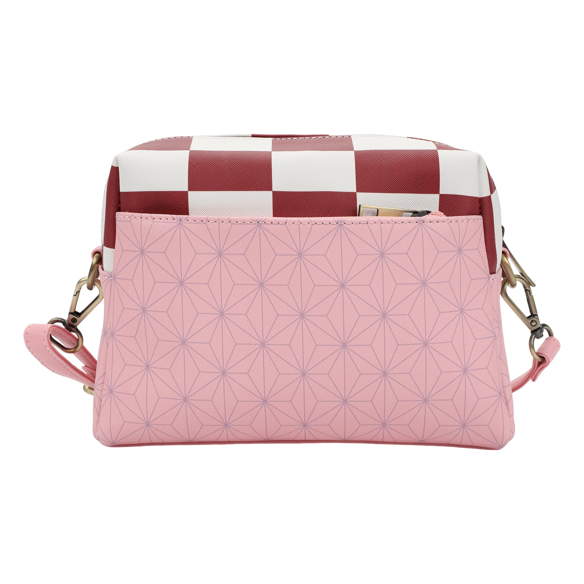 Demon Slayer Nezuko Metal Badge Women's Pink Crossbody Handbag