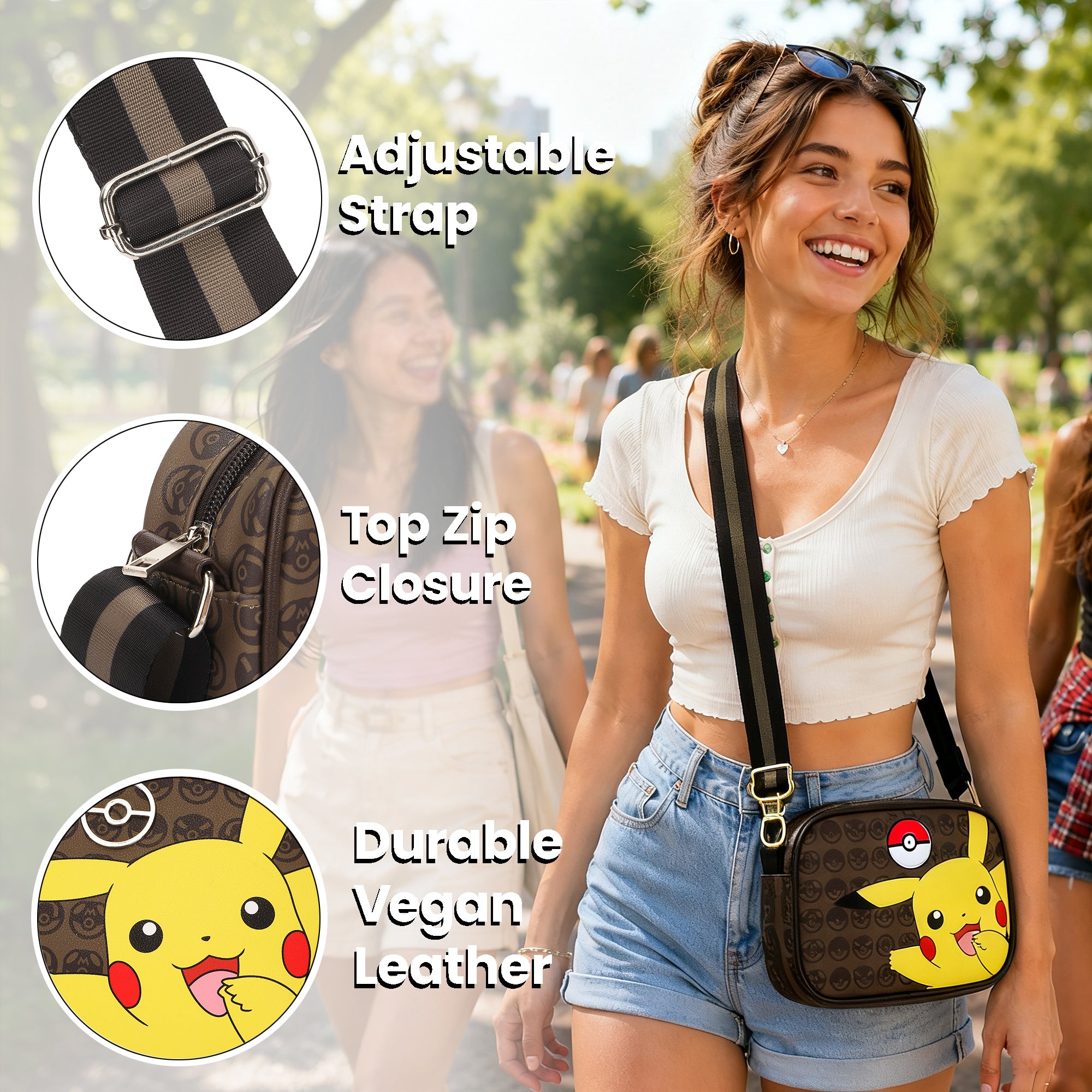 Pokemon Pikachu Crossbody Women'e Bag With Adjustable Strap