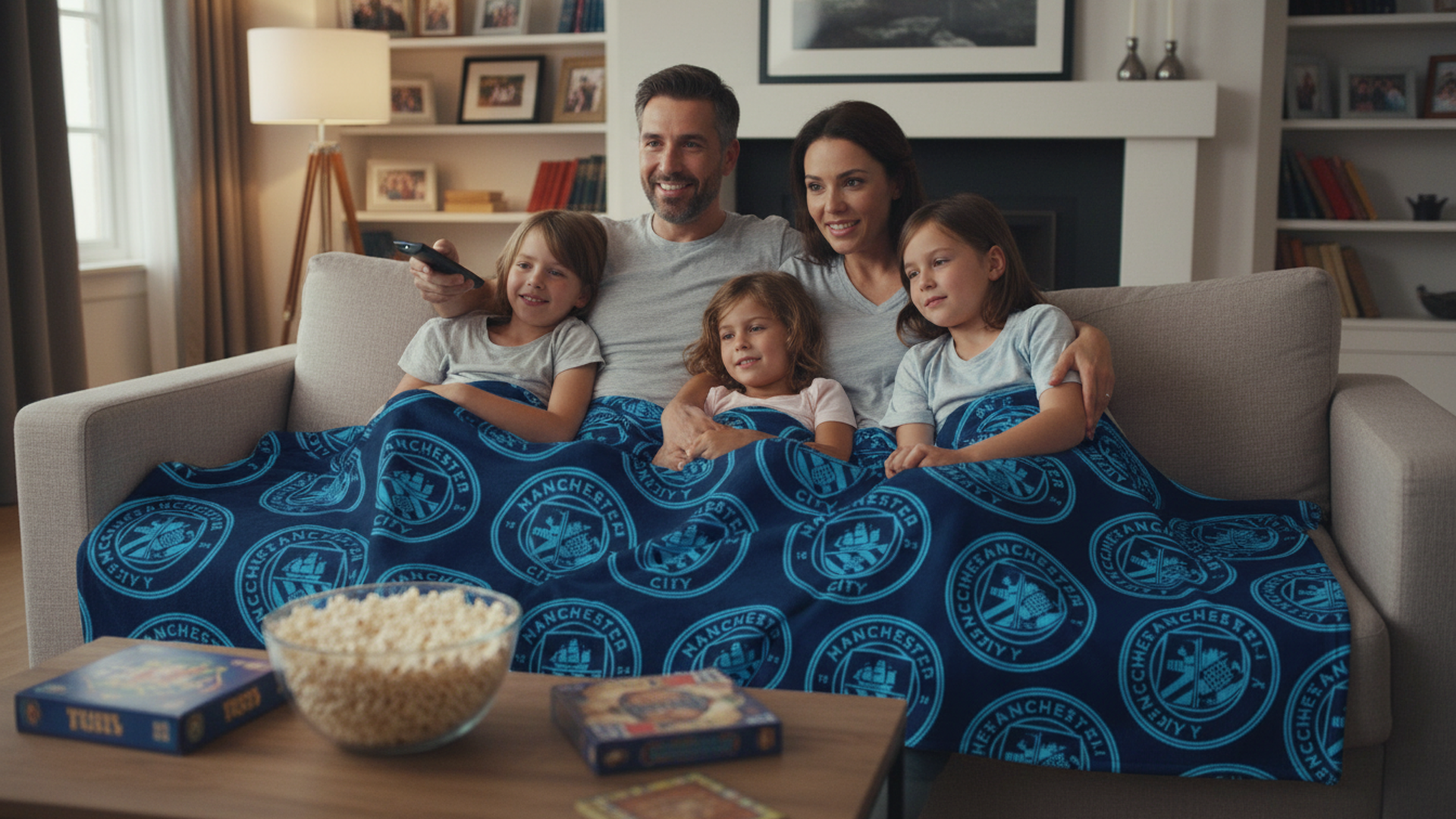 Manchester City FC Character World Official Soccer Crest Design Throw Blanket (60 x 70 Inches)