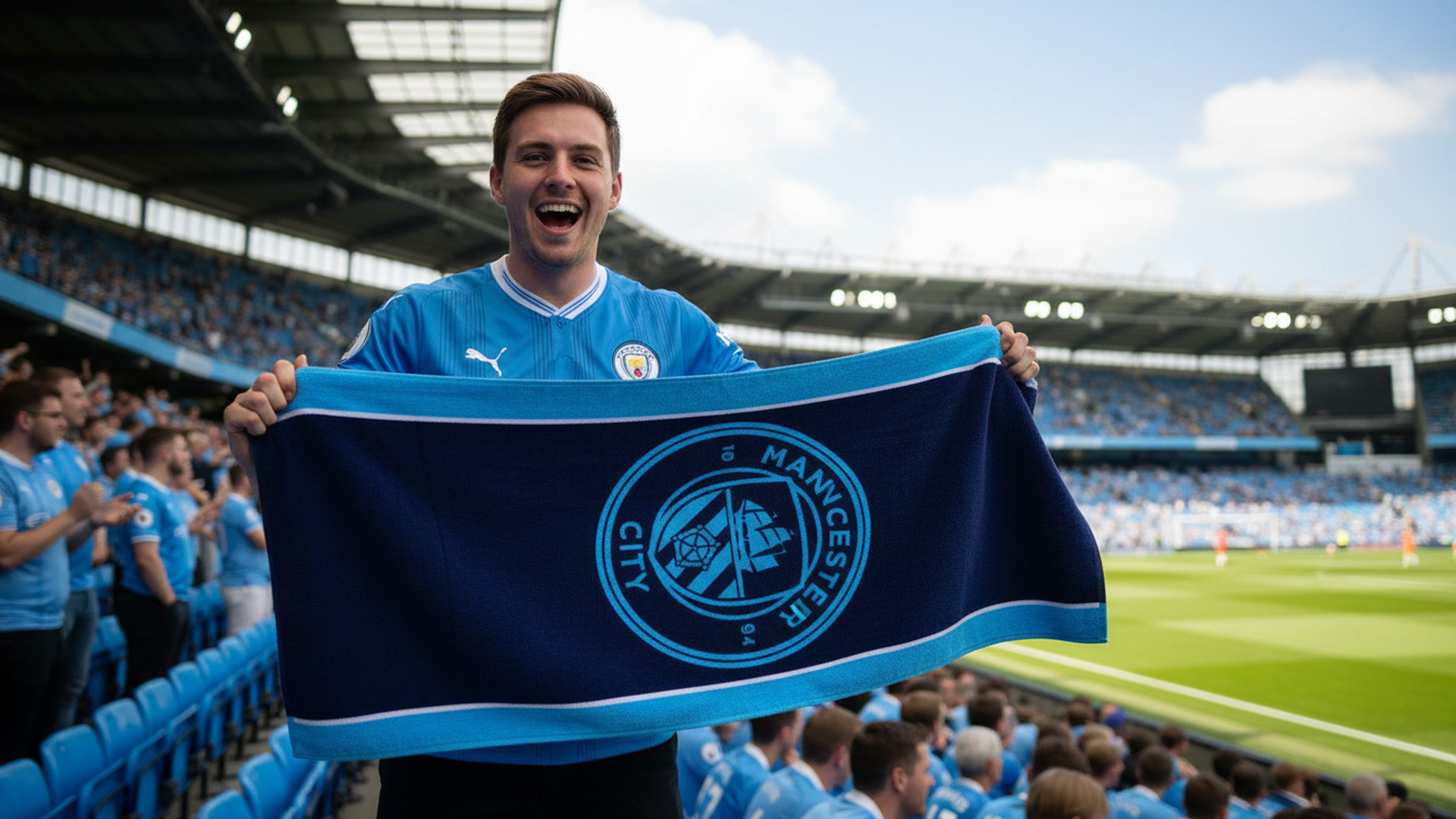 Manchester City FC Character World Official Towel (30 x 60 Inches)