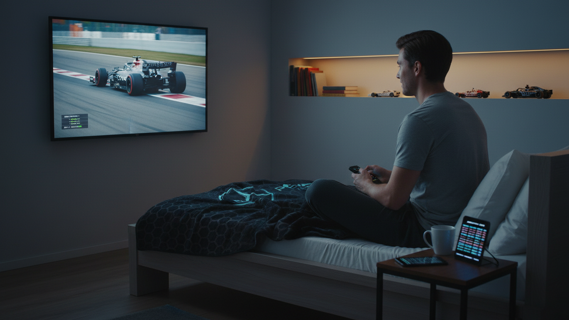F1 Mercedes AMG Petronas Official Fleece Blanket | Super Soft Warm Black Throw Stealth Formula One Design | Perfect For The Bedroom Camping & Sleepovers 40 x 59"
