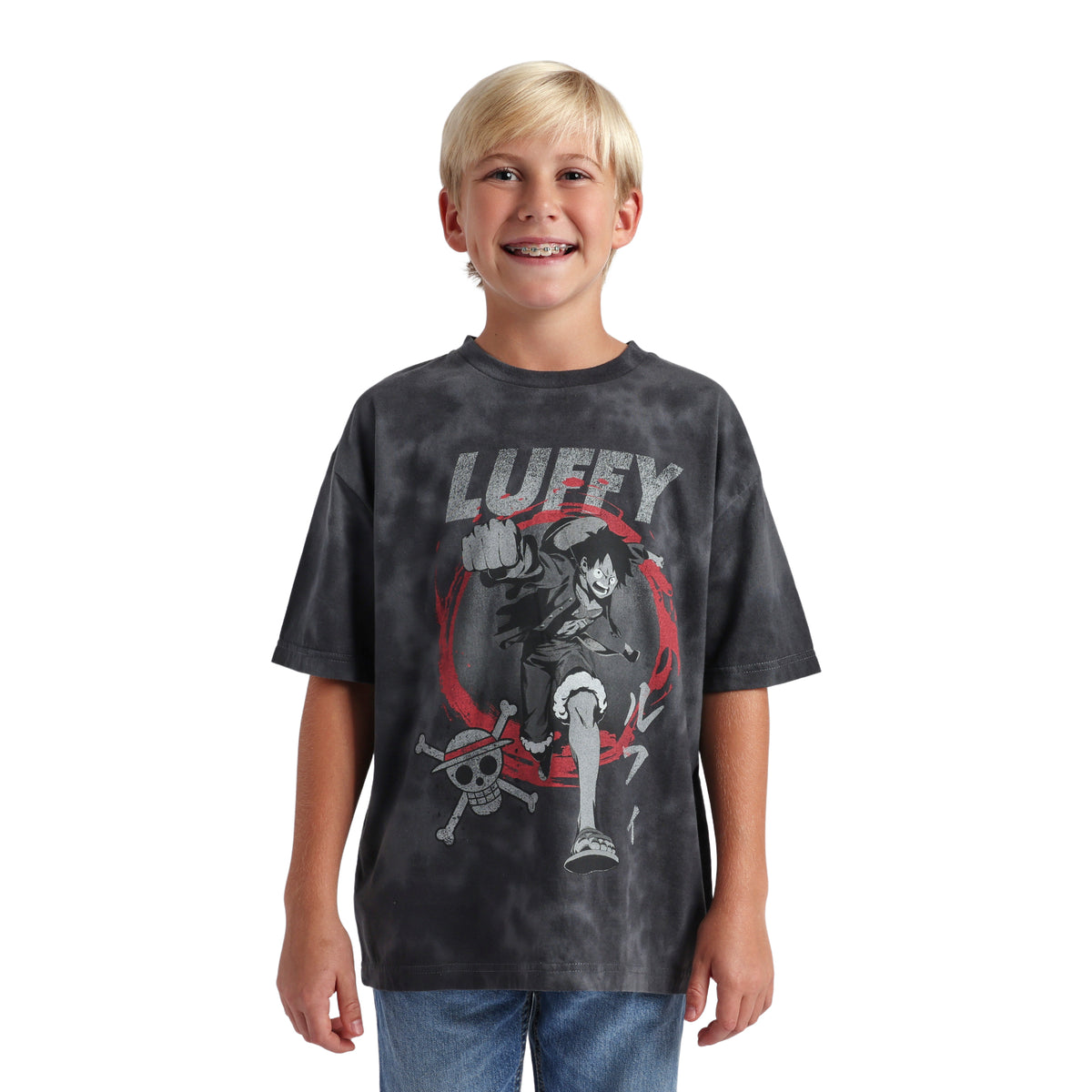 One Piece Luffy Jolly Roger Kids Short Sleeve Tee