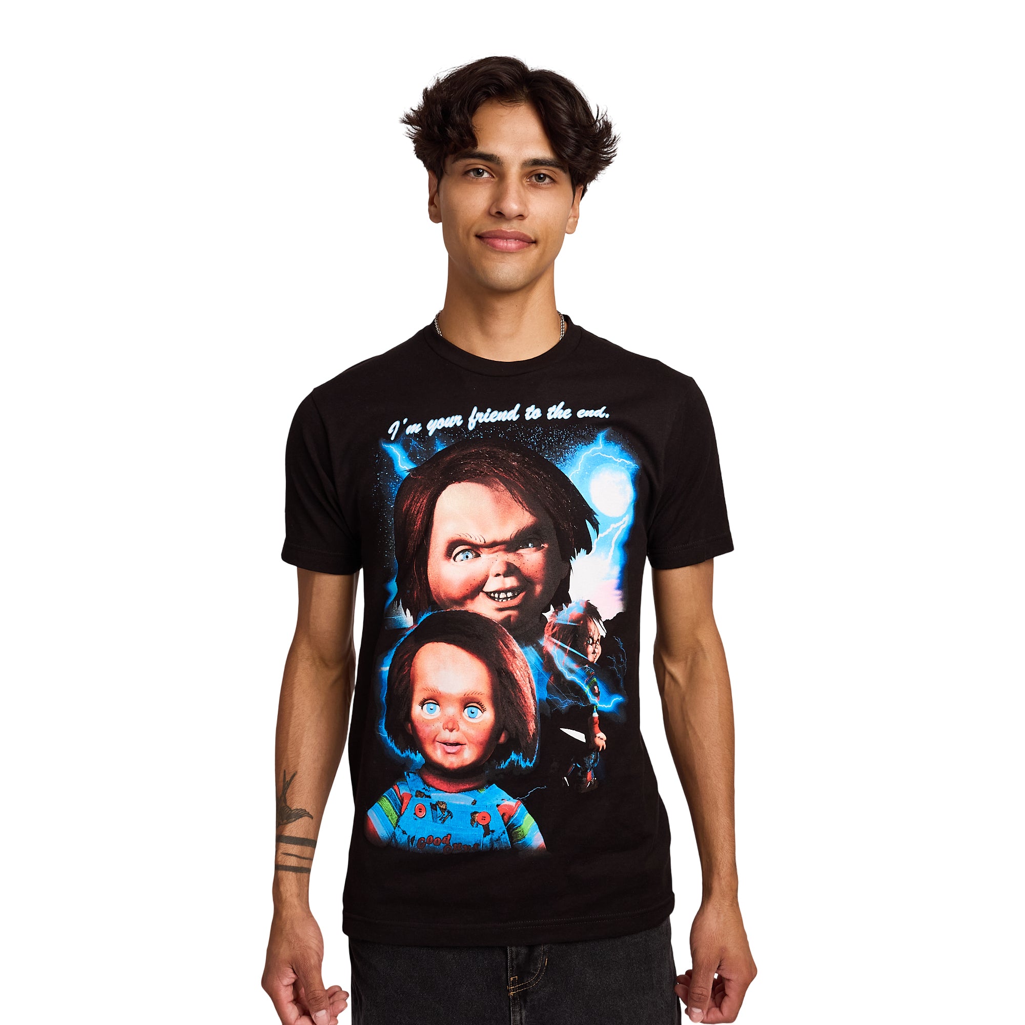 Chucky I'm Your Friend To The End Men's Black Crew Neck Short Sleeve T-shirt