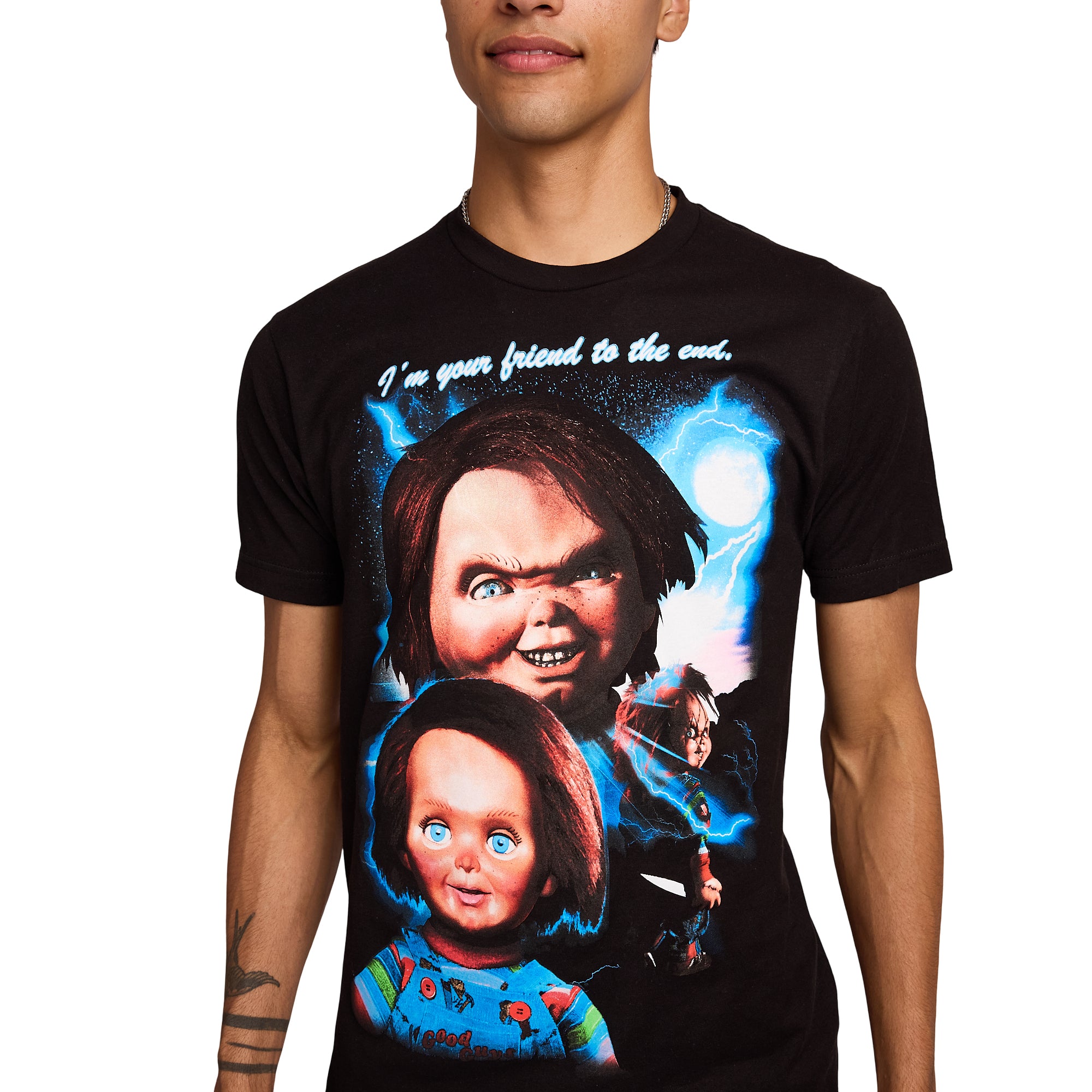 Chucky I'm Your Friend To The End Men's Black Crew Neck Short Sleeve T-shirt