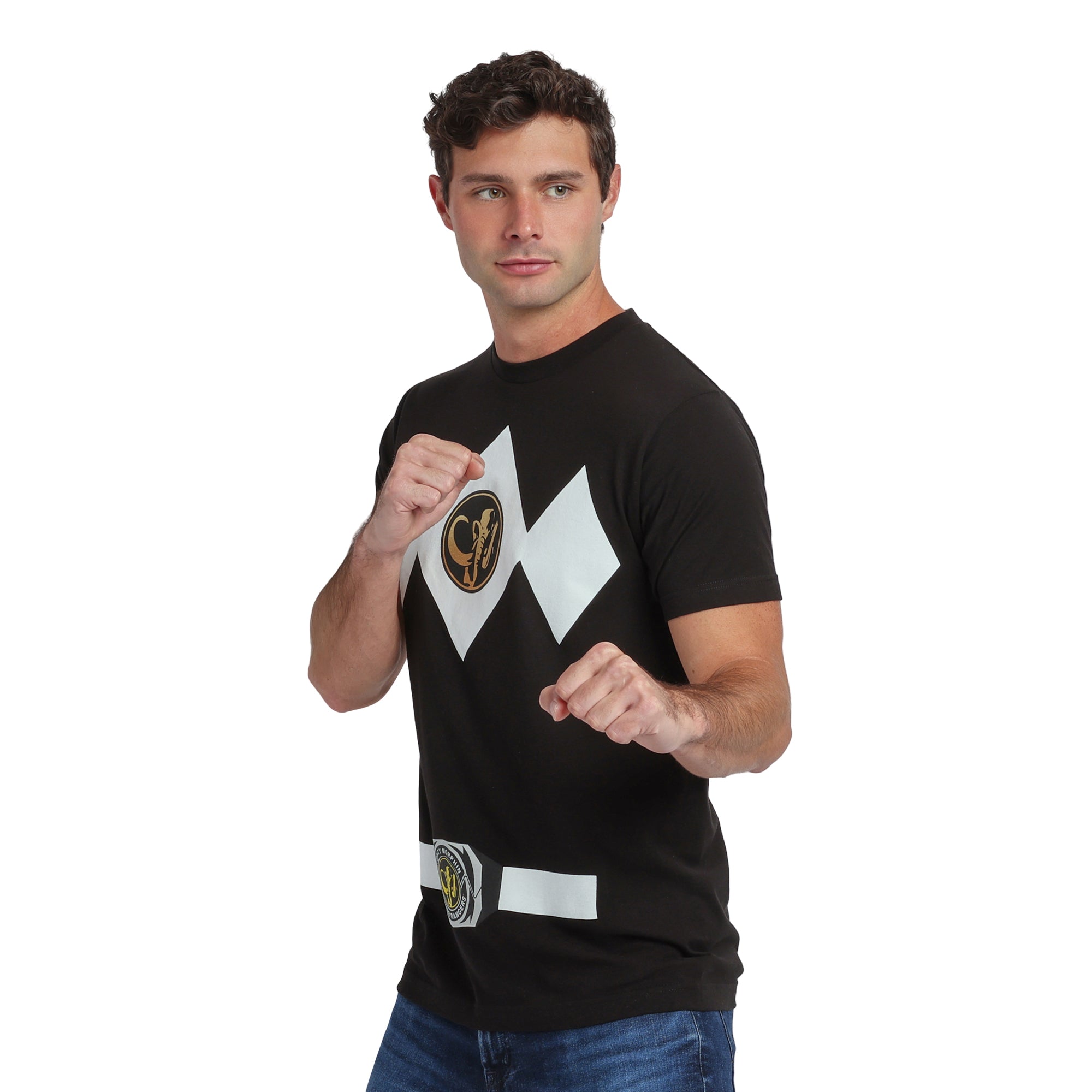 Power Rangers Blue Ranger Men's Blue Crew Neck Short Sleeve Cosplay Tee
