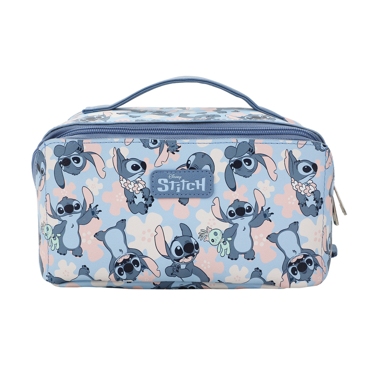 Disney Stitch Poses All-Over Print 9" Blue Cosmetic Makeup Toiletry Bag